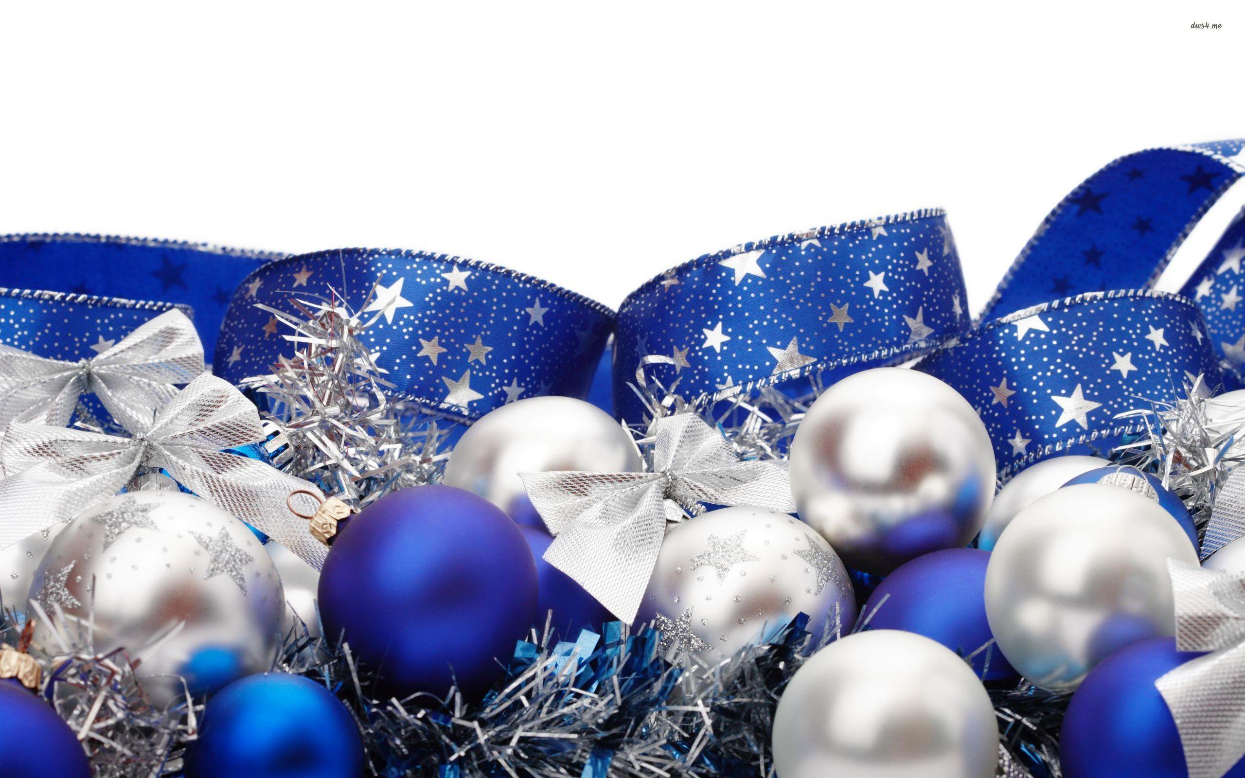 Blue and silver Christmas ornaments wallpaper wallpaper