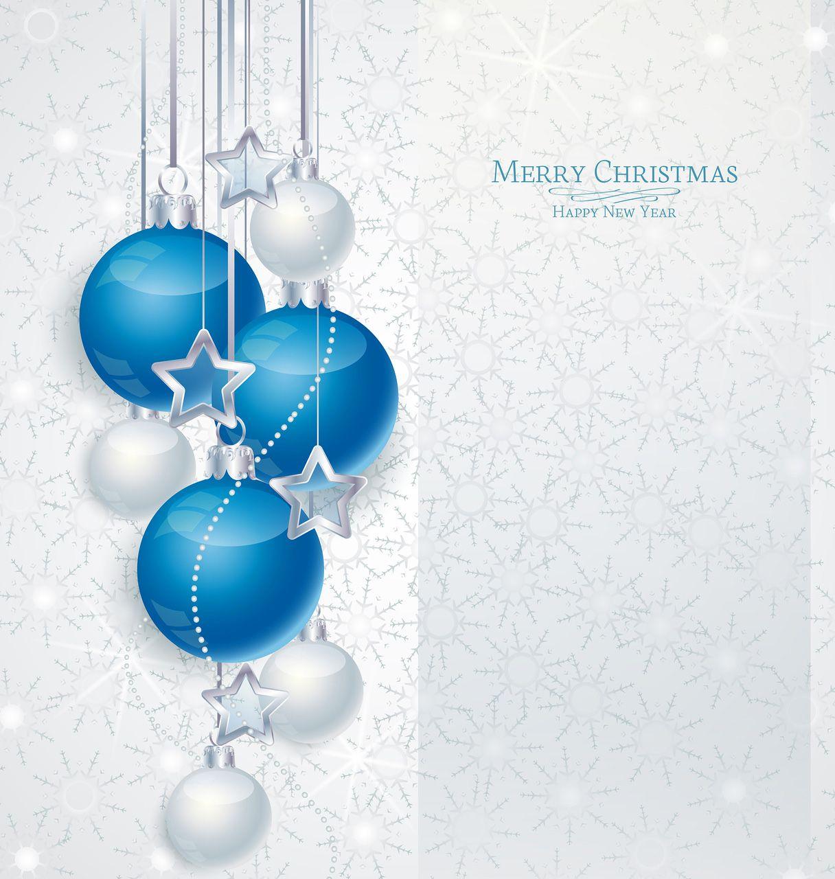 White Christmas Background with Blue Ornaments​-Quality Image and Transparent PNG Free Clipart