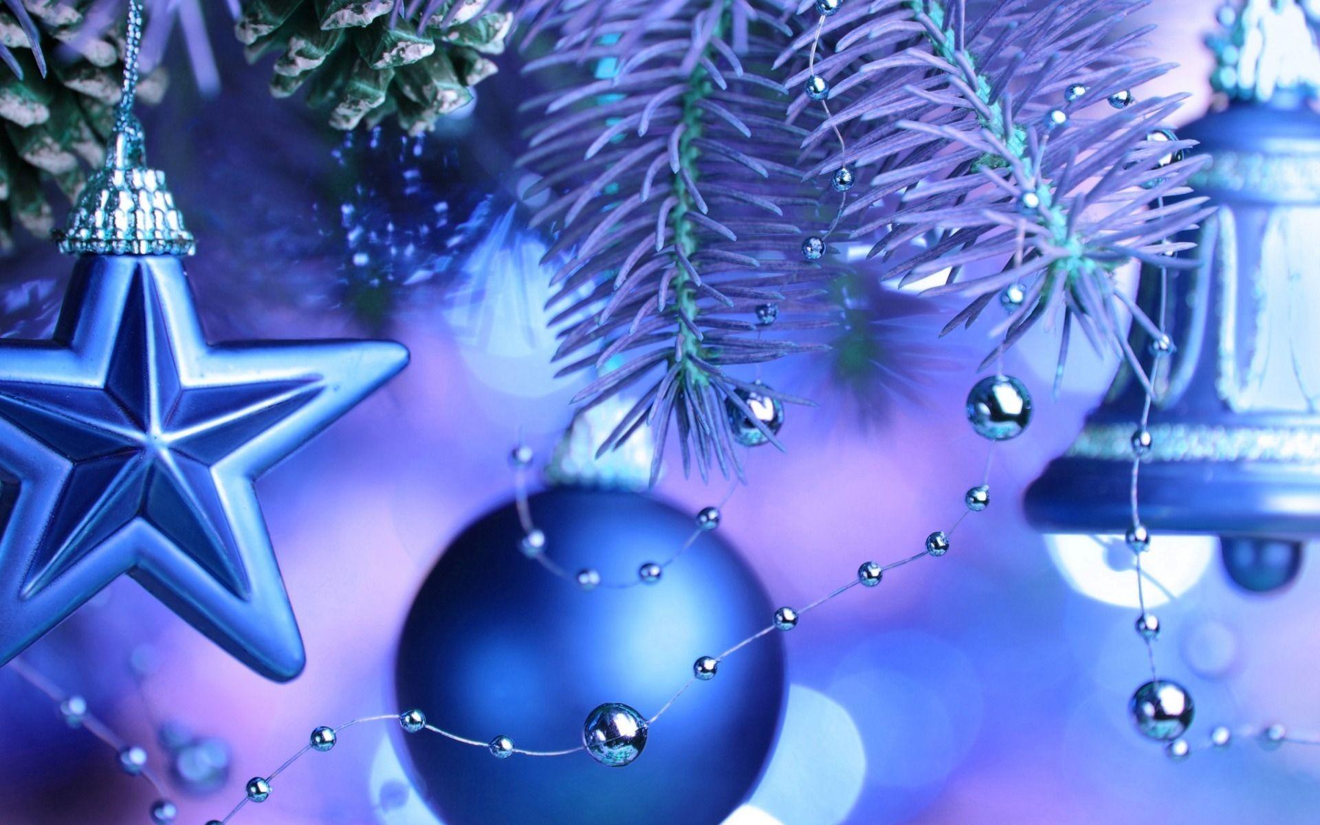 Cool Blue Christmas Ornaments HD Wallpaper