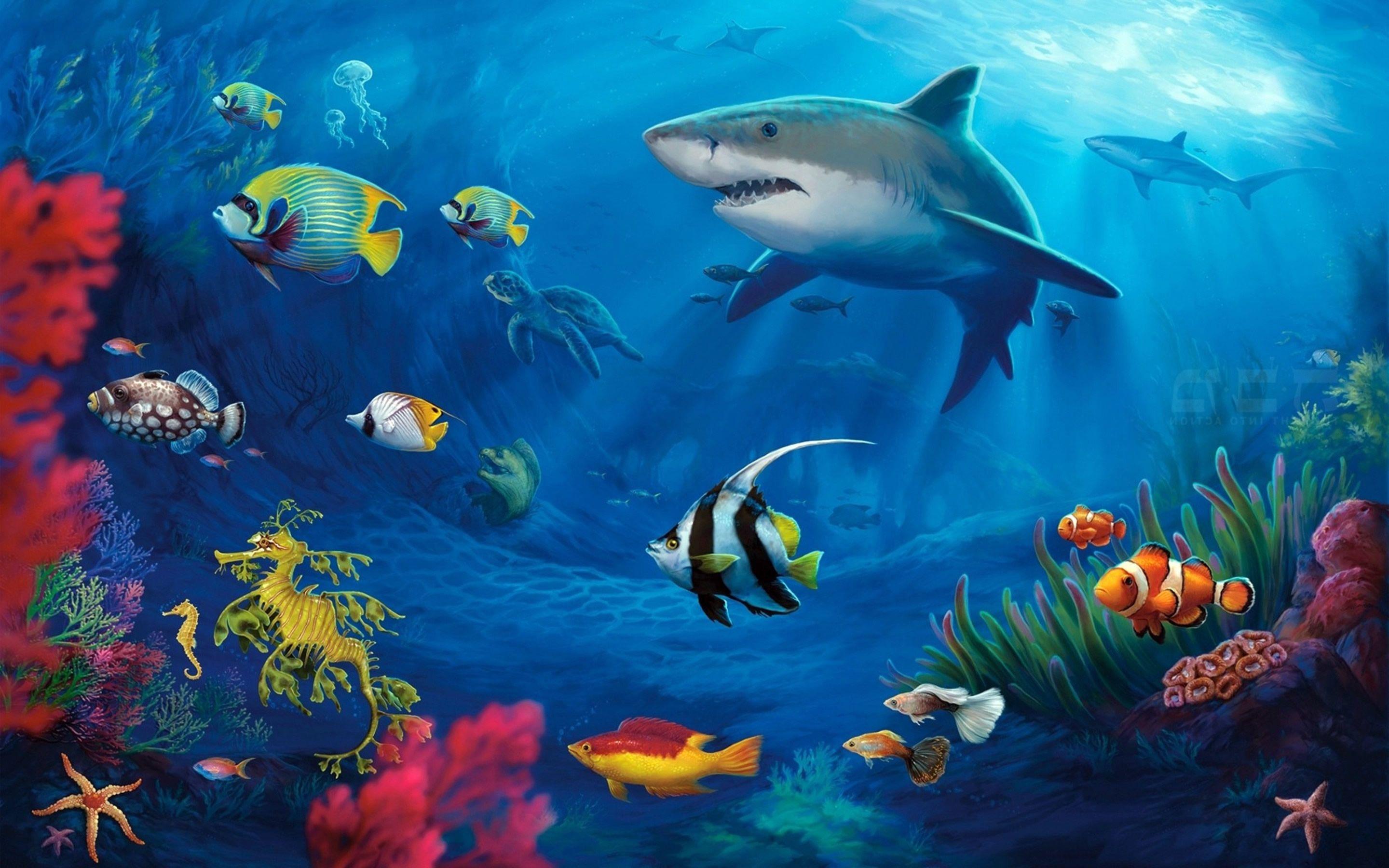 HD wallpaper: art, Cartoon, color, ocean, underwater, vector, animal themes  | Wallpaper Flare