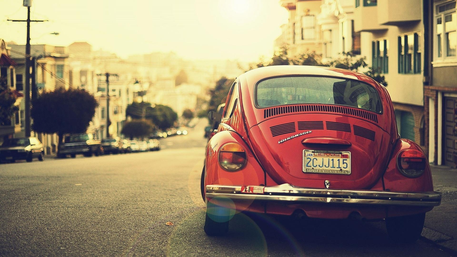 View vehicles red cars volkswagen beetle vosvos wallpaper