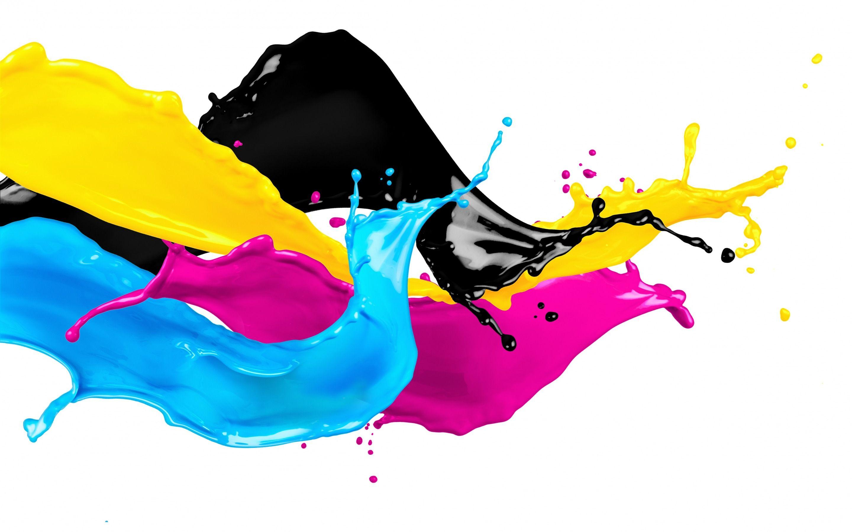 Download wallpaper CMYK concepts, splashes of paint, printing