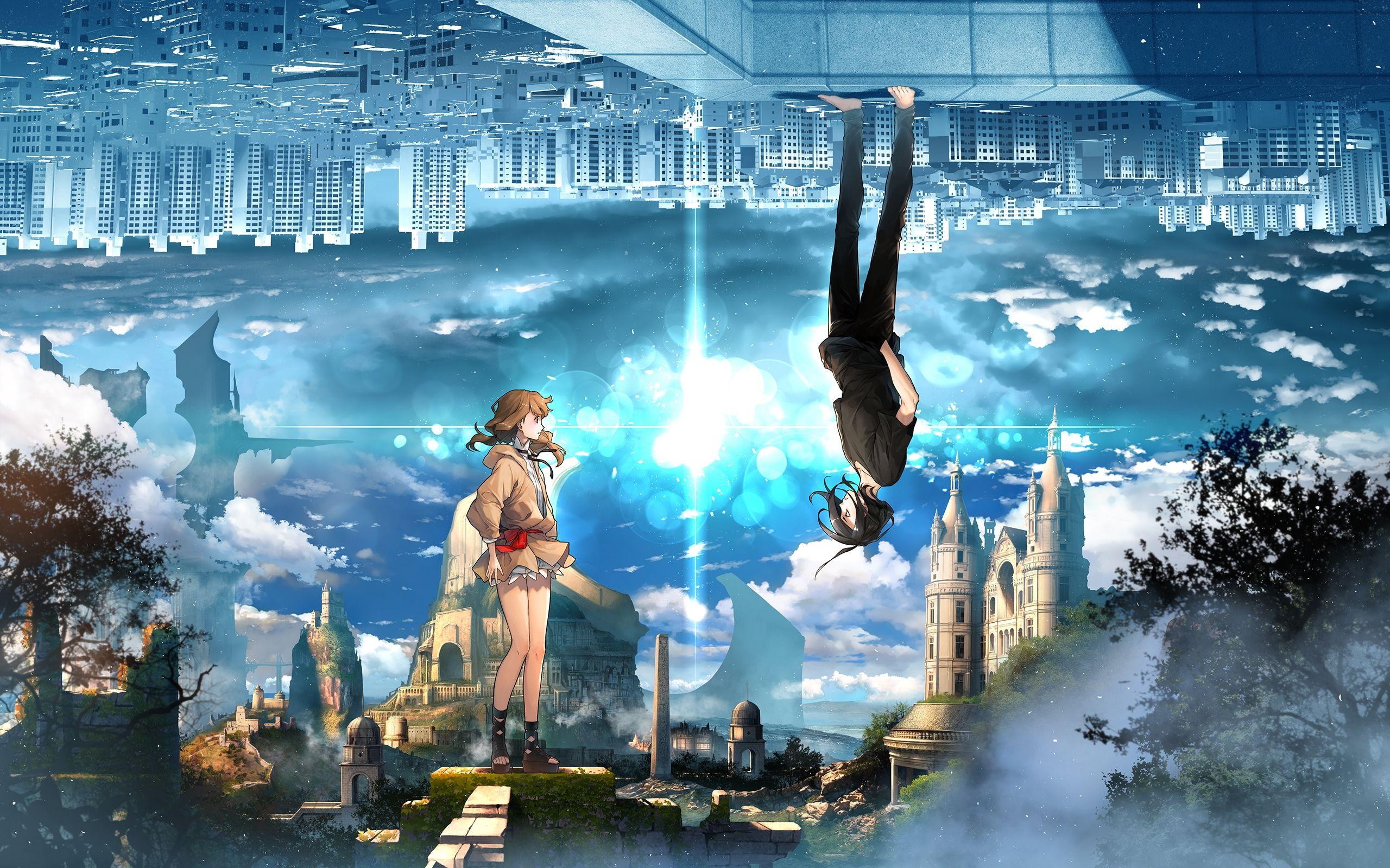 Download 2560x1600 Anime World, Upside Down, Two Dimensions, Anime