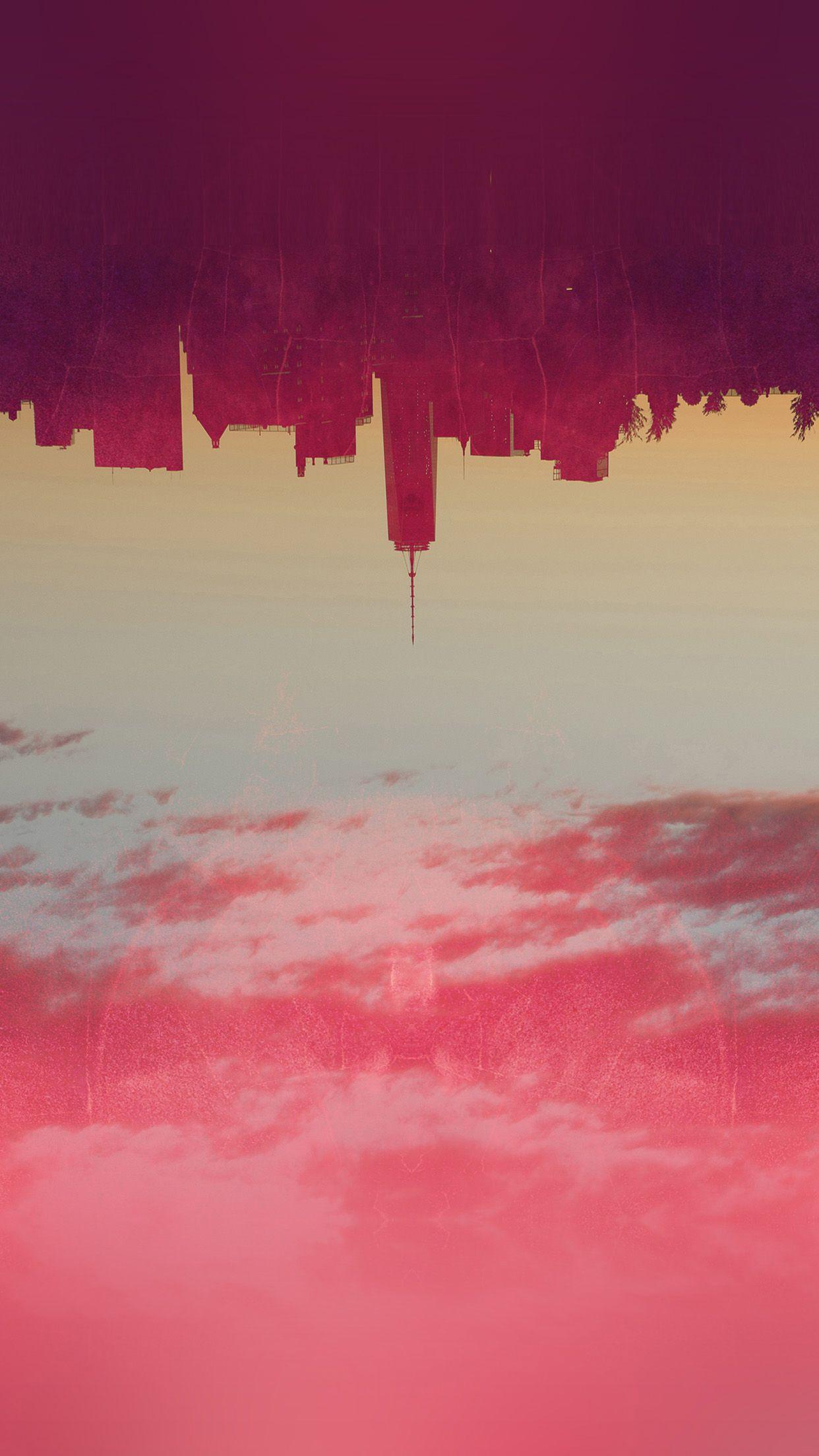 Upside Down City Pink Vintage Fantasy Android Wallpapers free download