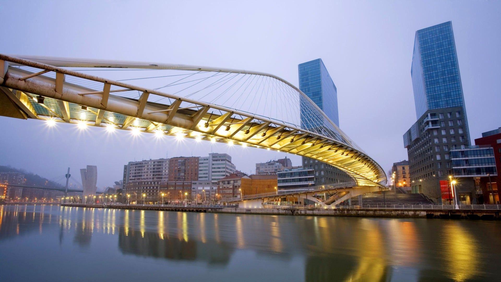cityscape, Bridge, River, Reflection, Building, Bilbao Wallpaper HD