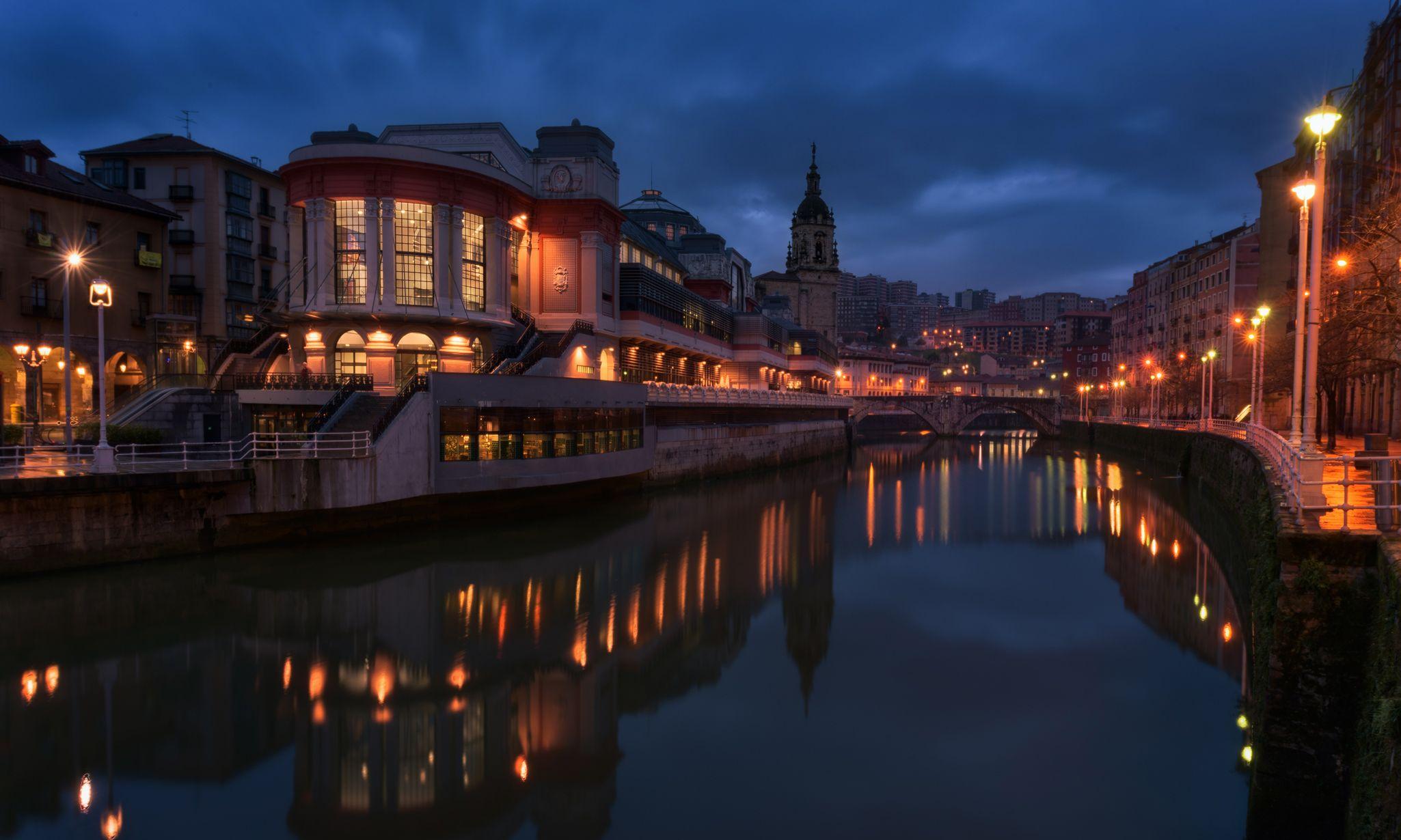 Nighttime in Bilbao, Spain HD Wallpaper. Background Image