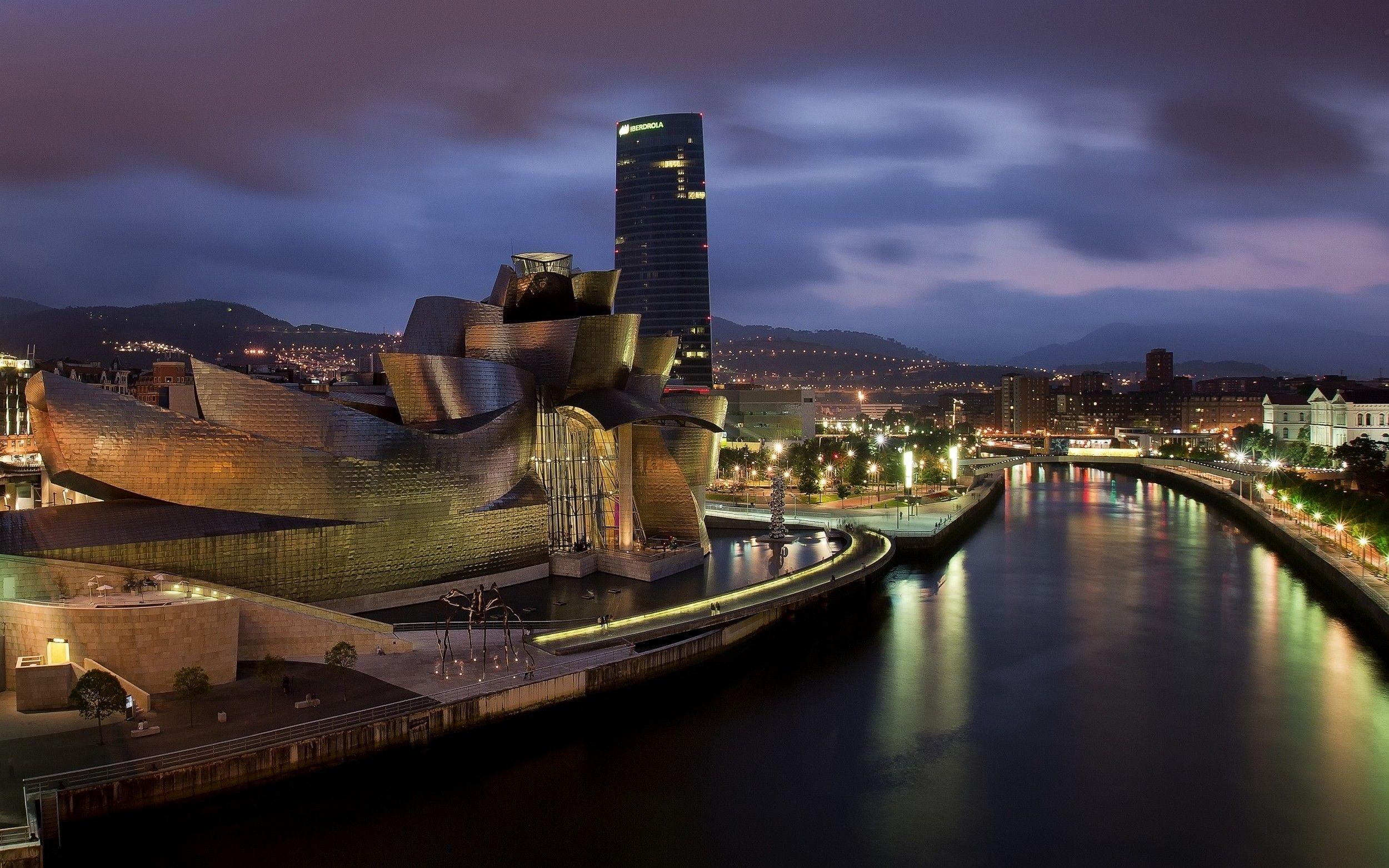 Spain, skyscraper, Frank Gehry, hill, Bilbao, architecture