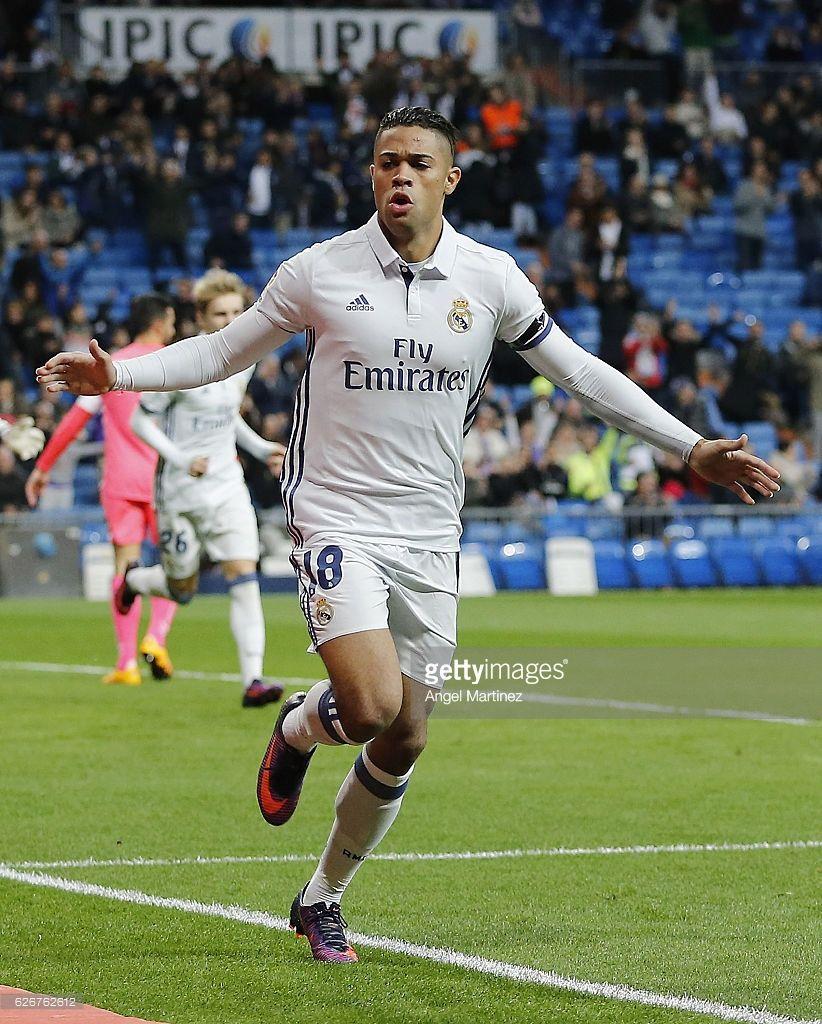 Mariano Diaz of Real Madrid celebrates after scoring the opening