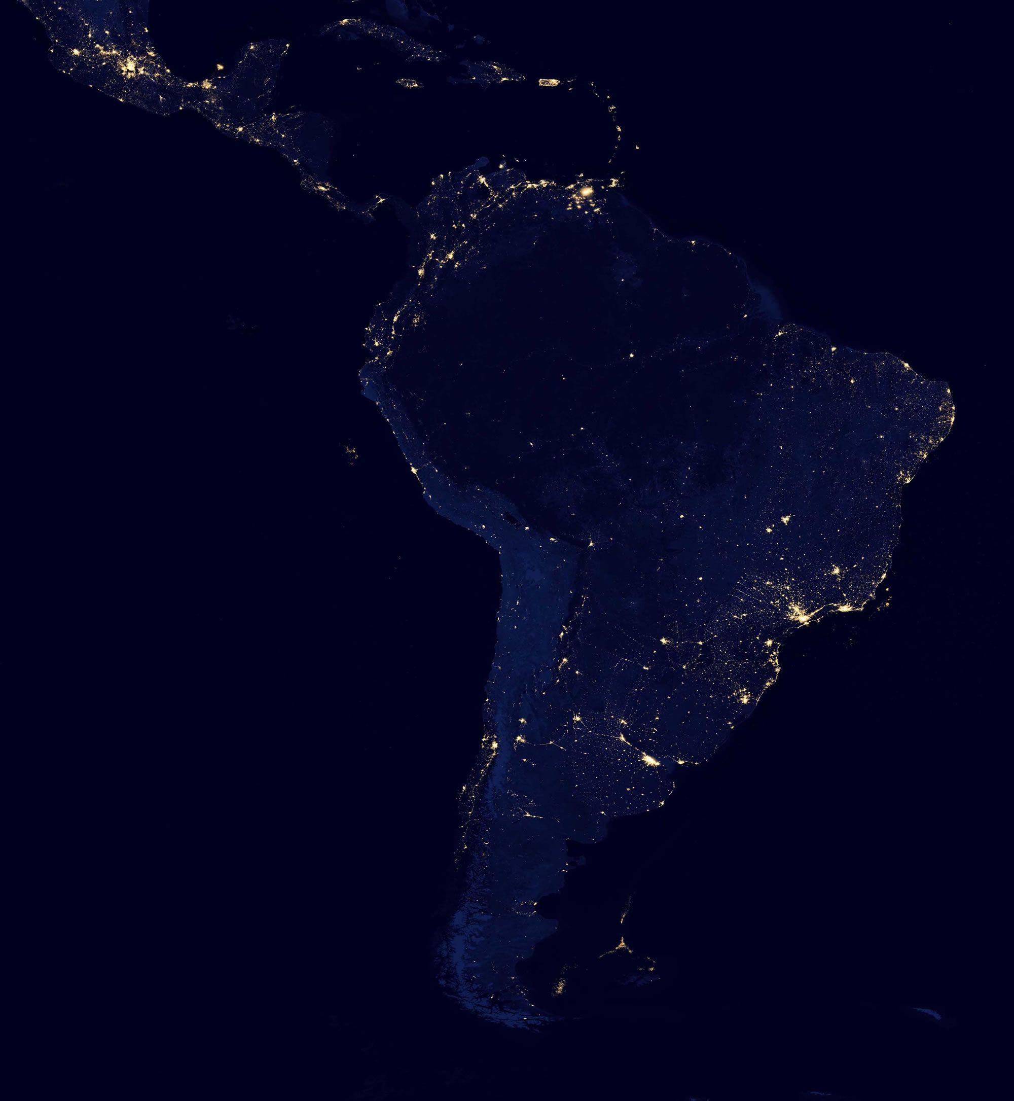 Night Satellite Photo. Earth, U.S., Europe, Asia, World