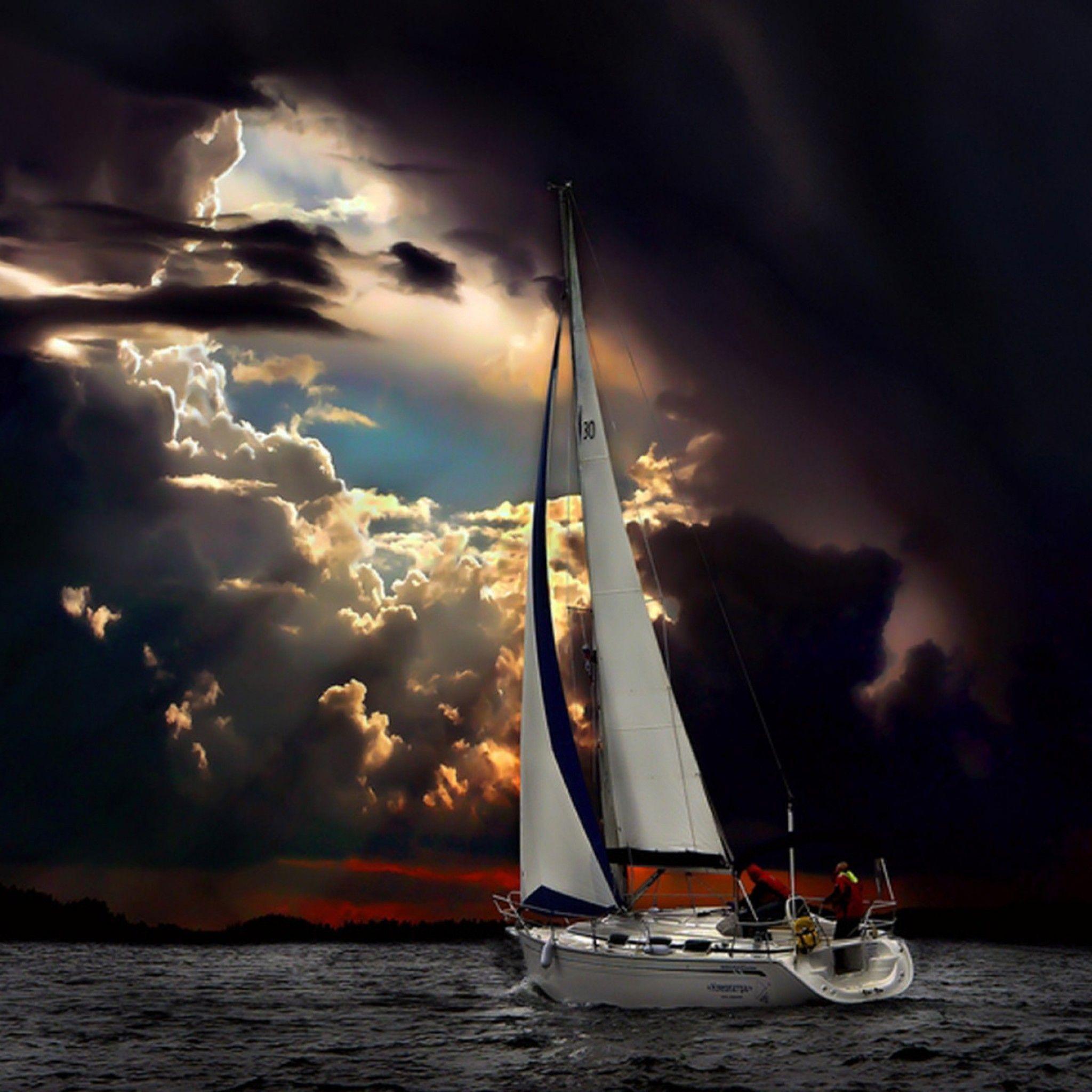 Navigation Sea Dark Clouds Storm iPad Air Wallpaper Download