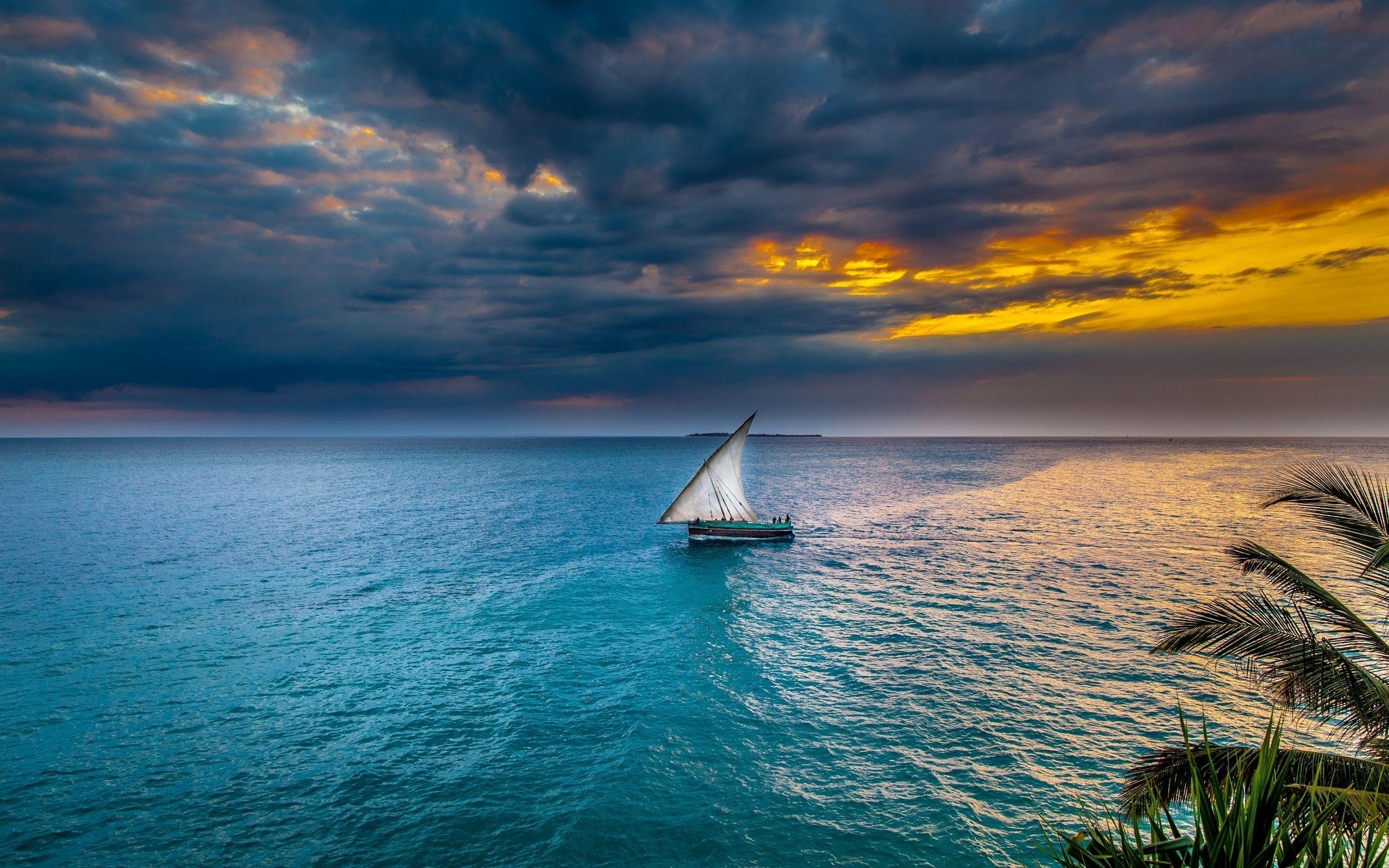 Sailing at Sunset HD Wallpaper