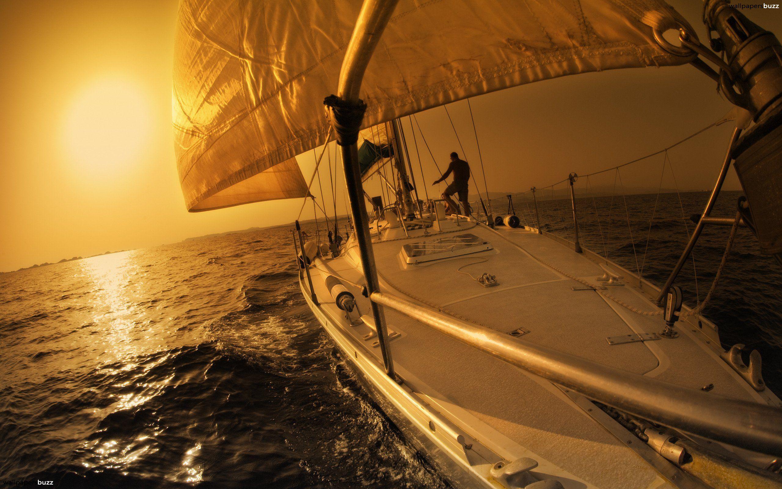 Yachting in the sunset HD Wallpaper