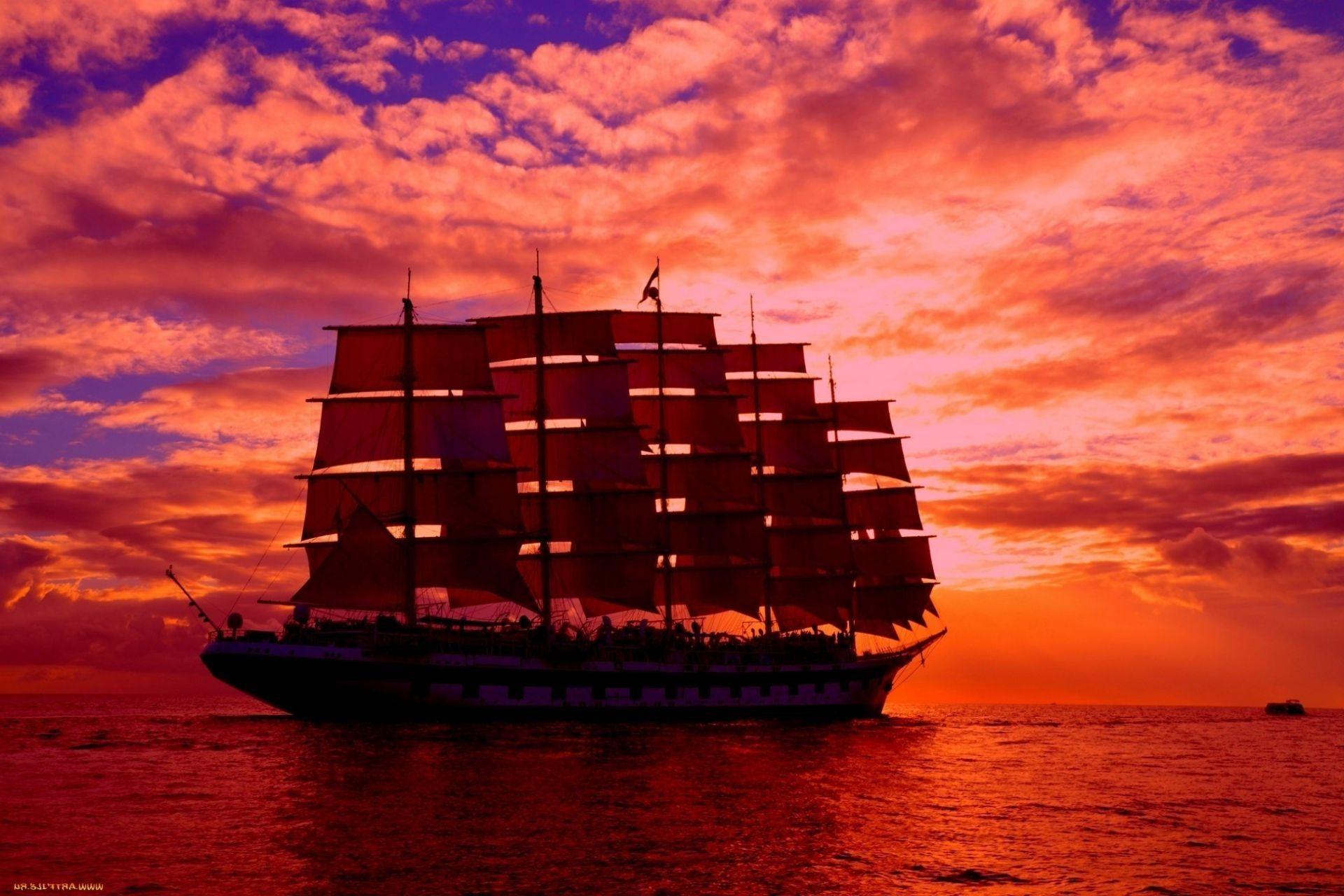 Sunset sails. Android wallpaper for free