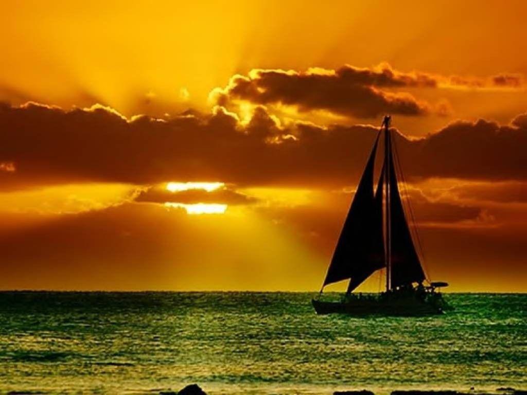 Sunset Nature Sailing Sailboat Ocean Wallpaper Full HD Sunset HD
