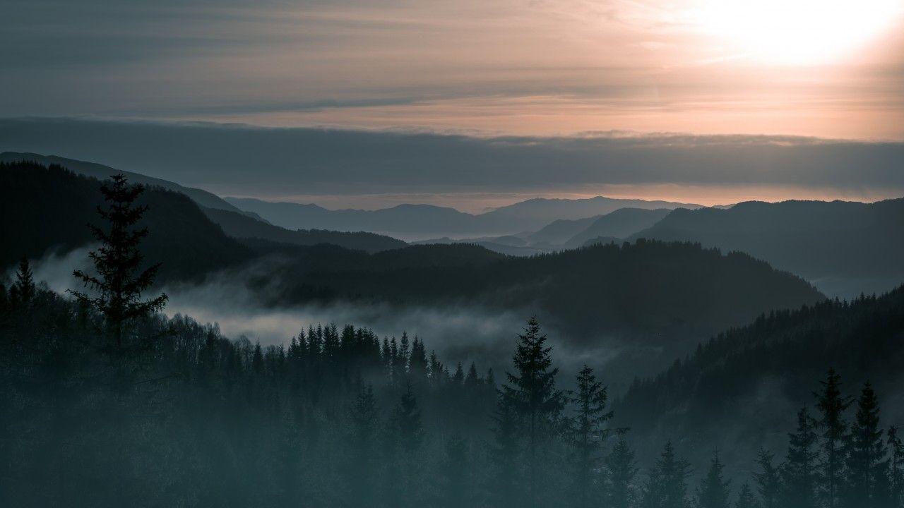 Wallpaper Mountains, Norway, Fog, Forest, 4K, Nature