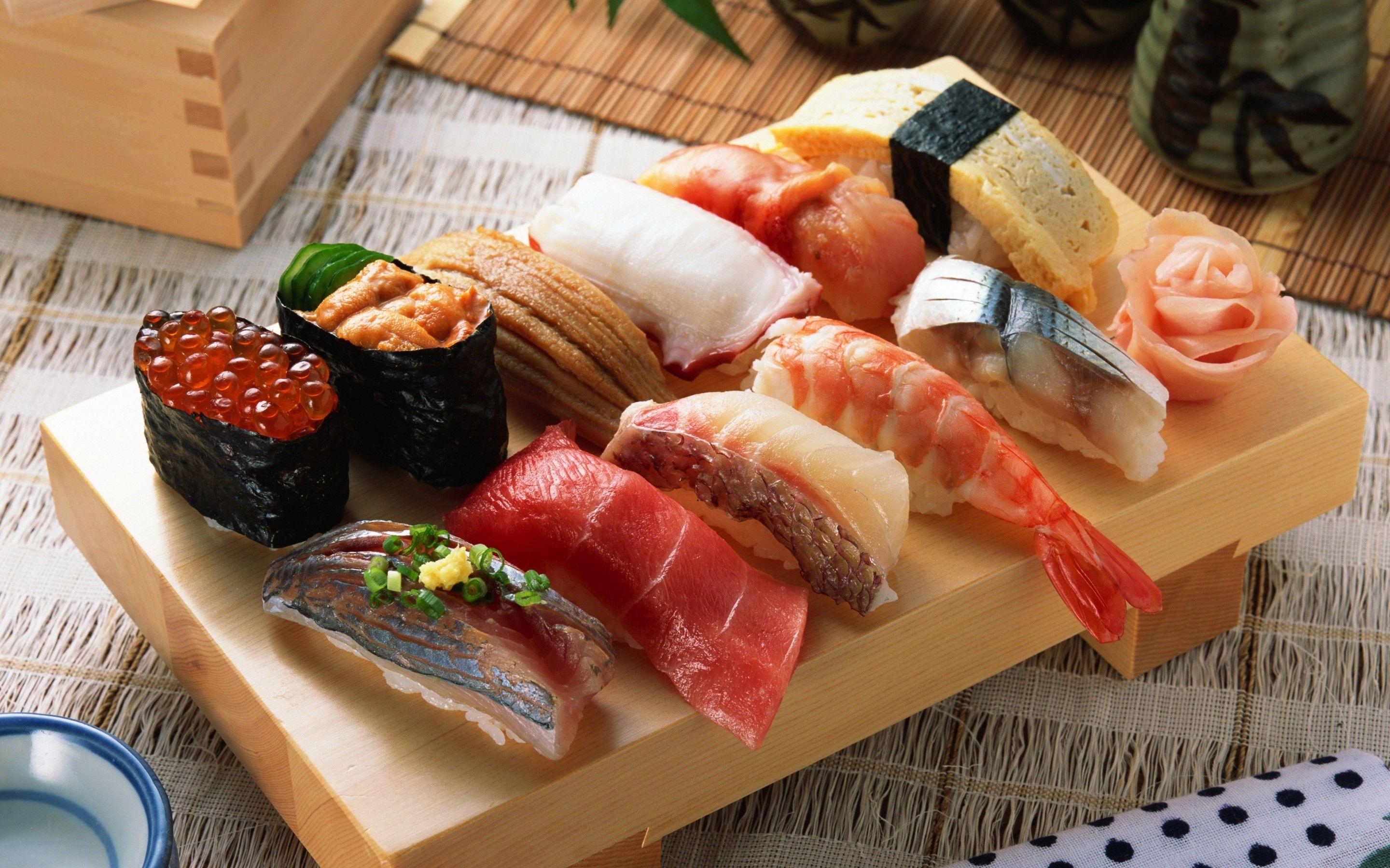 Download 2880x1800 Sushi, Raw Fish, Seafood, Japanese Food