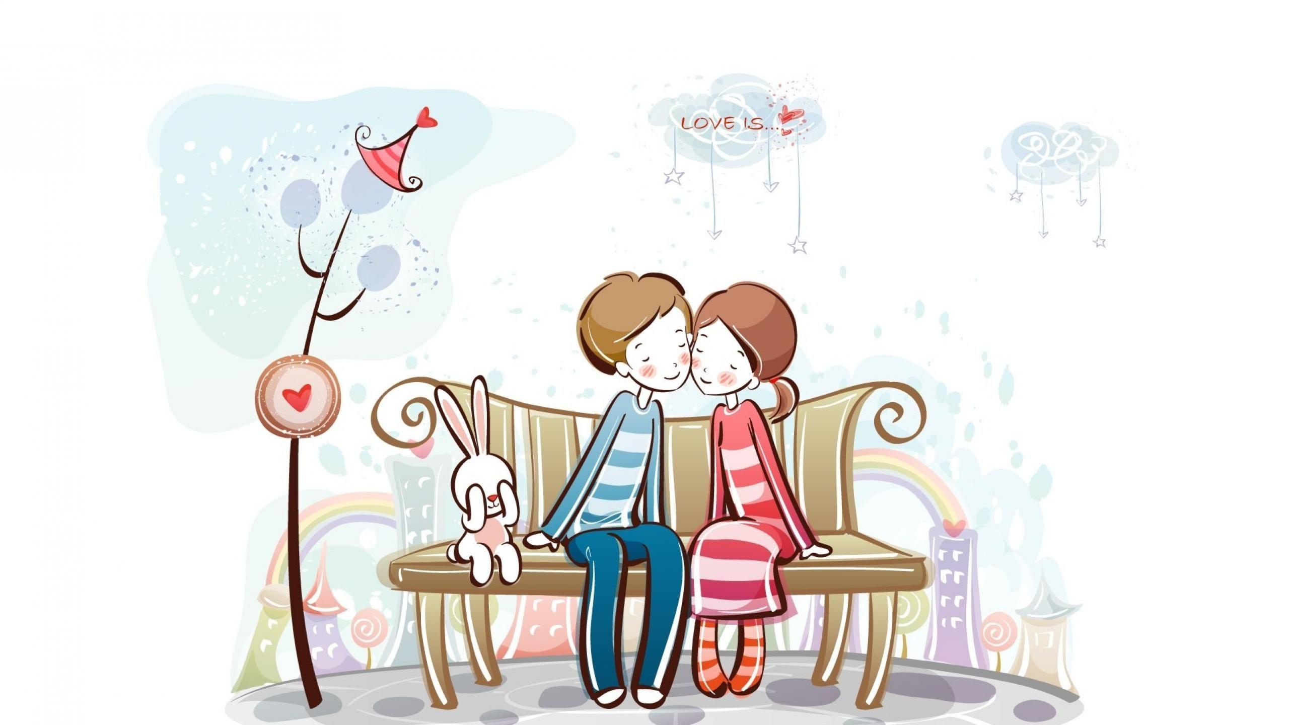 Free Cute Cartoon Love Couple Wallpaper, Download Free Clip Art