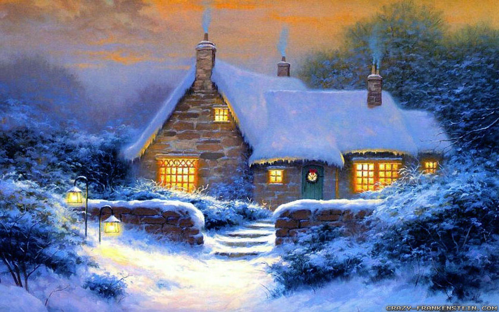 Winter Cottage wallpaper