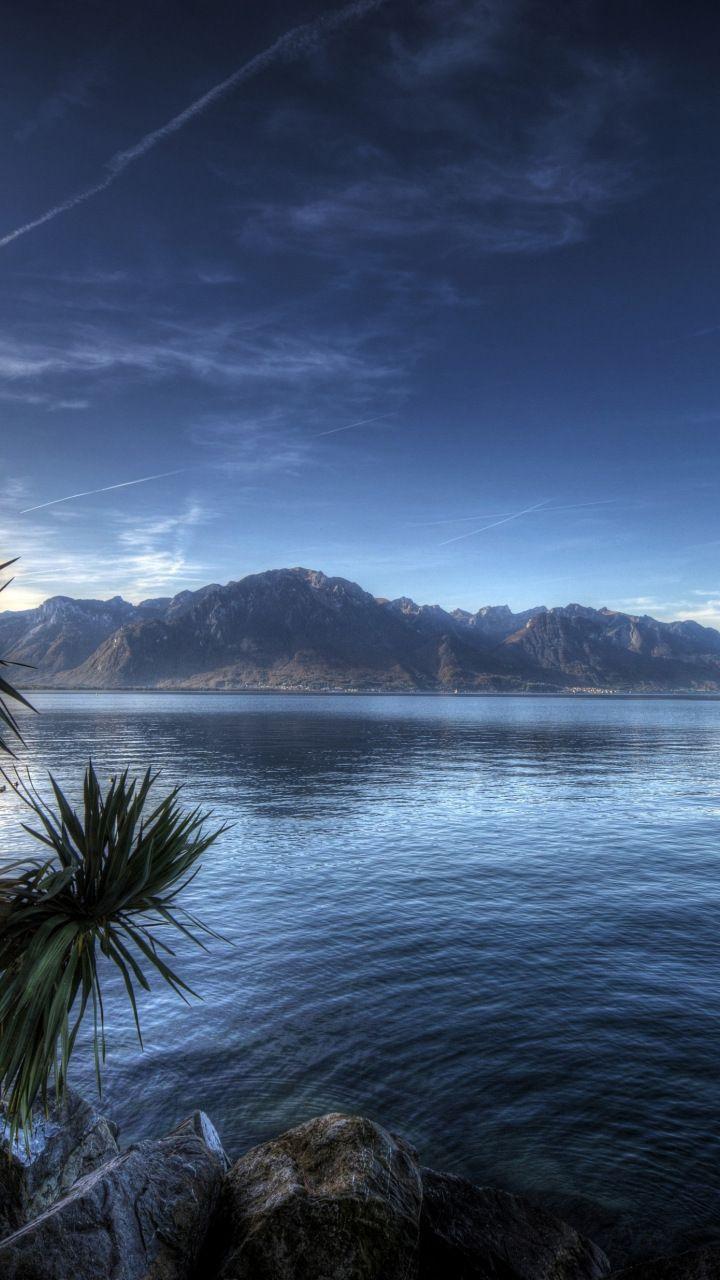 Montreux Lake, Lake Geneva, nature, lake, Switzerland, 720x1280