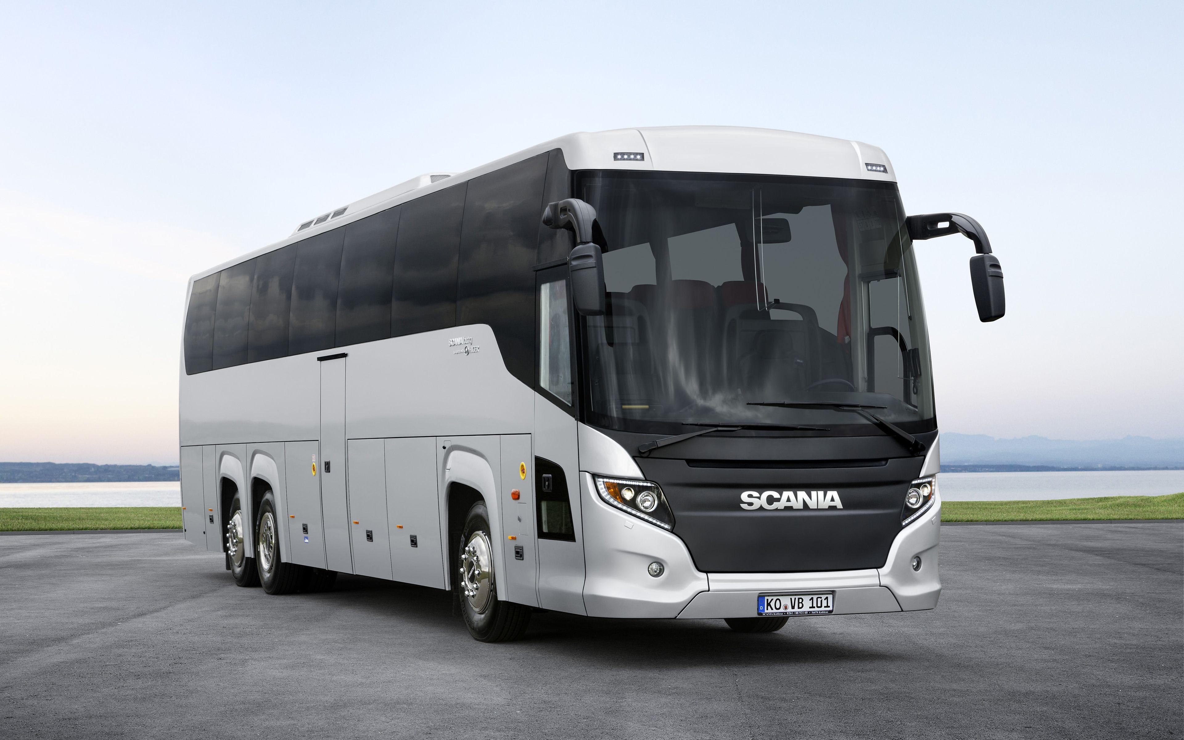 Download wallpaper Scania Touring, 4k, road, 2018 buses, passenger