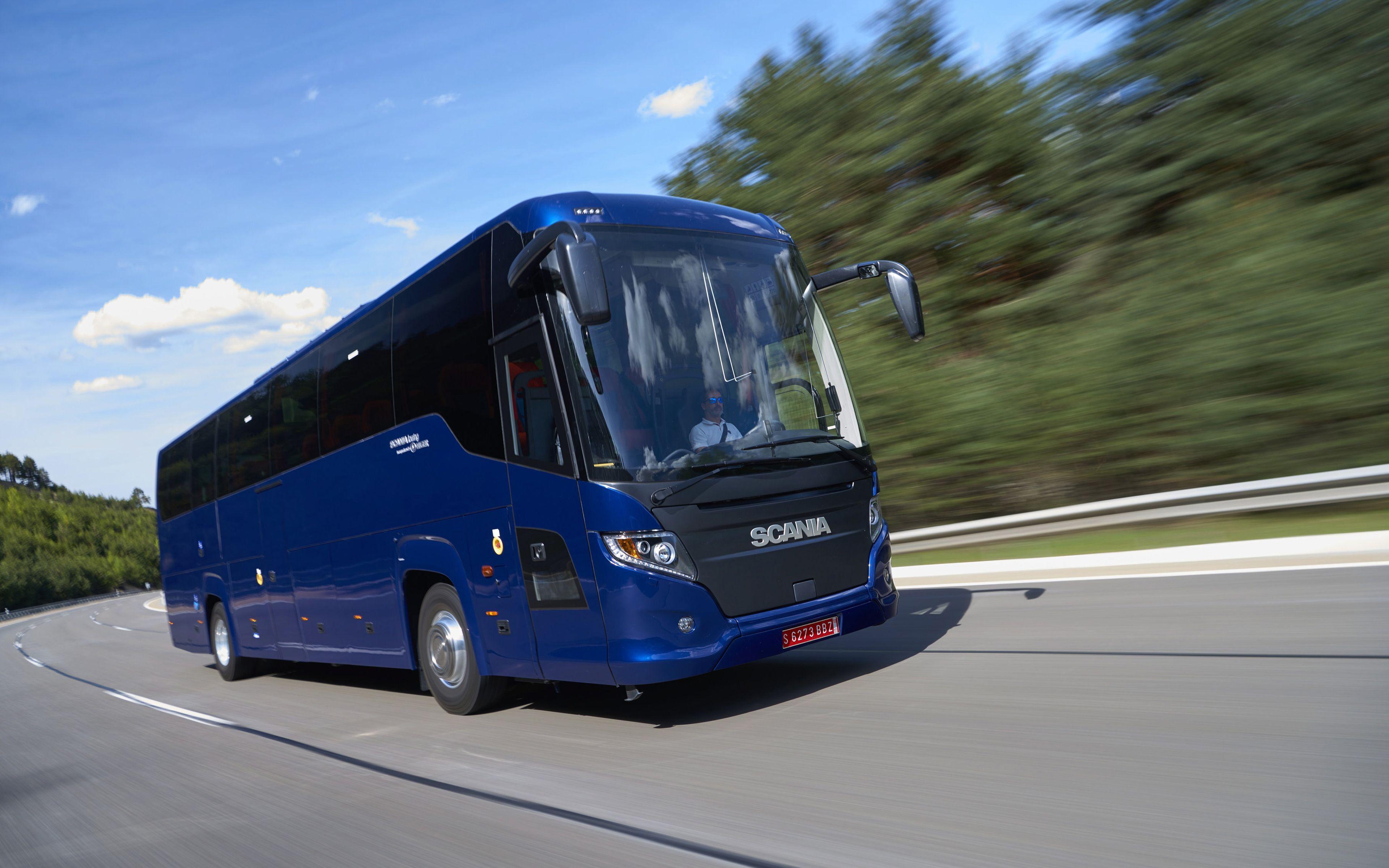 Download wallpaper 4k, Scania Touring, road, 2018 buses, blue bus