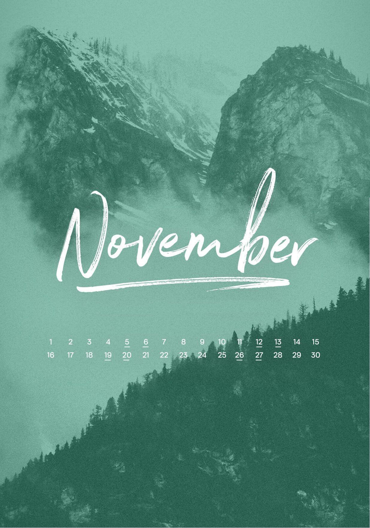 iPhone November 2018 Calendar Wallpaper. great background