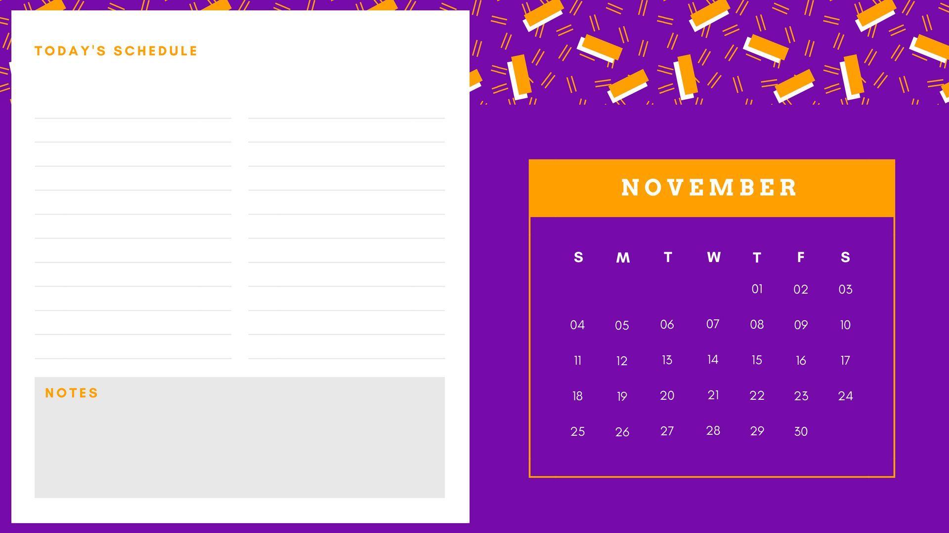 November 2018 HD Calendar Wallpaper