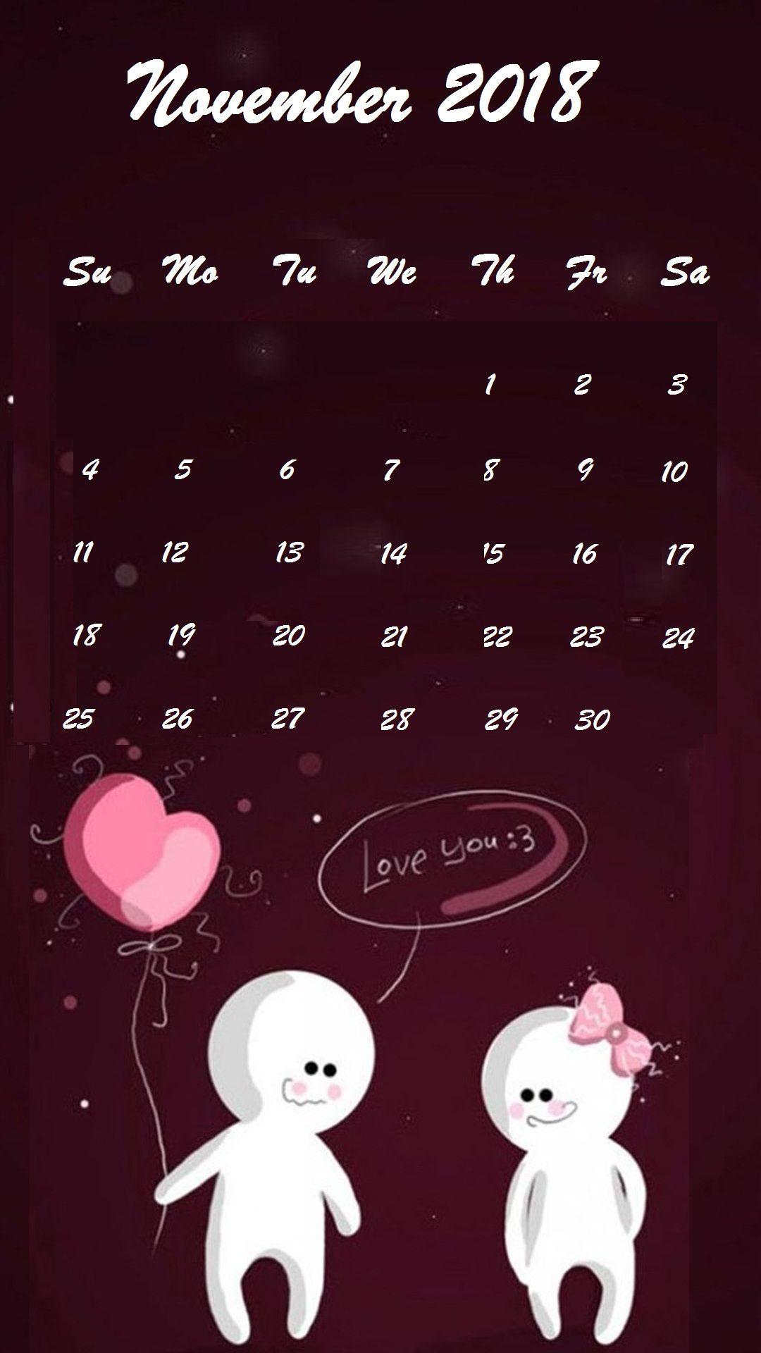November 2018 iPhone Calendar Wallpaper