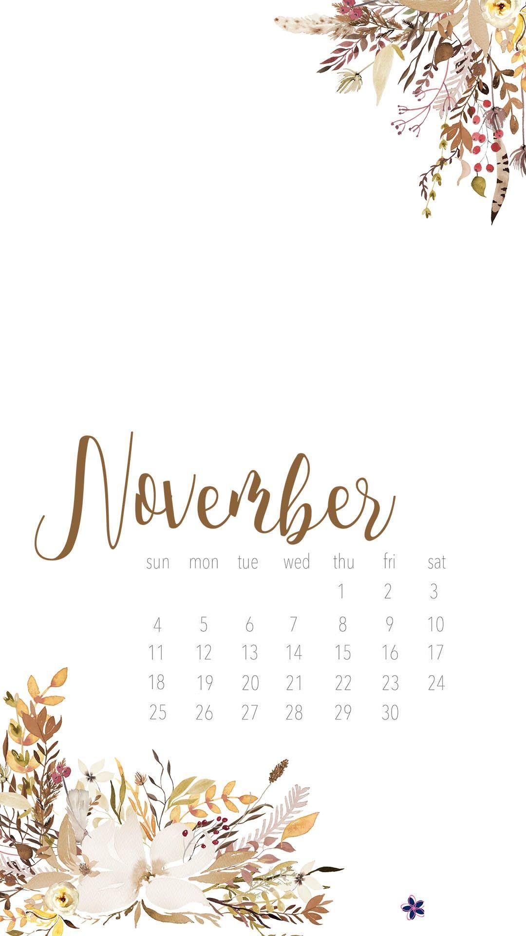 November 2018 iPhone Calendar Wallpaper