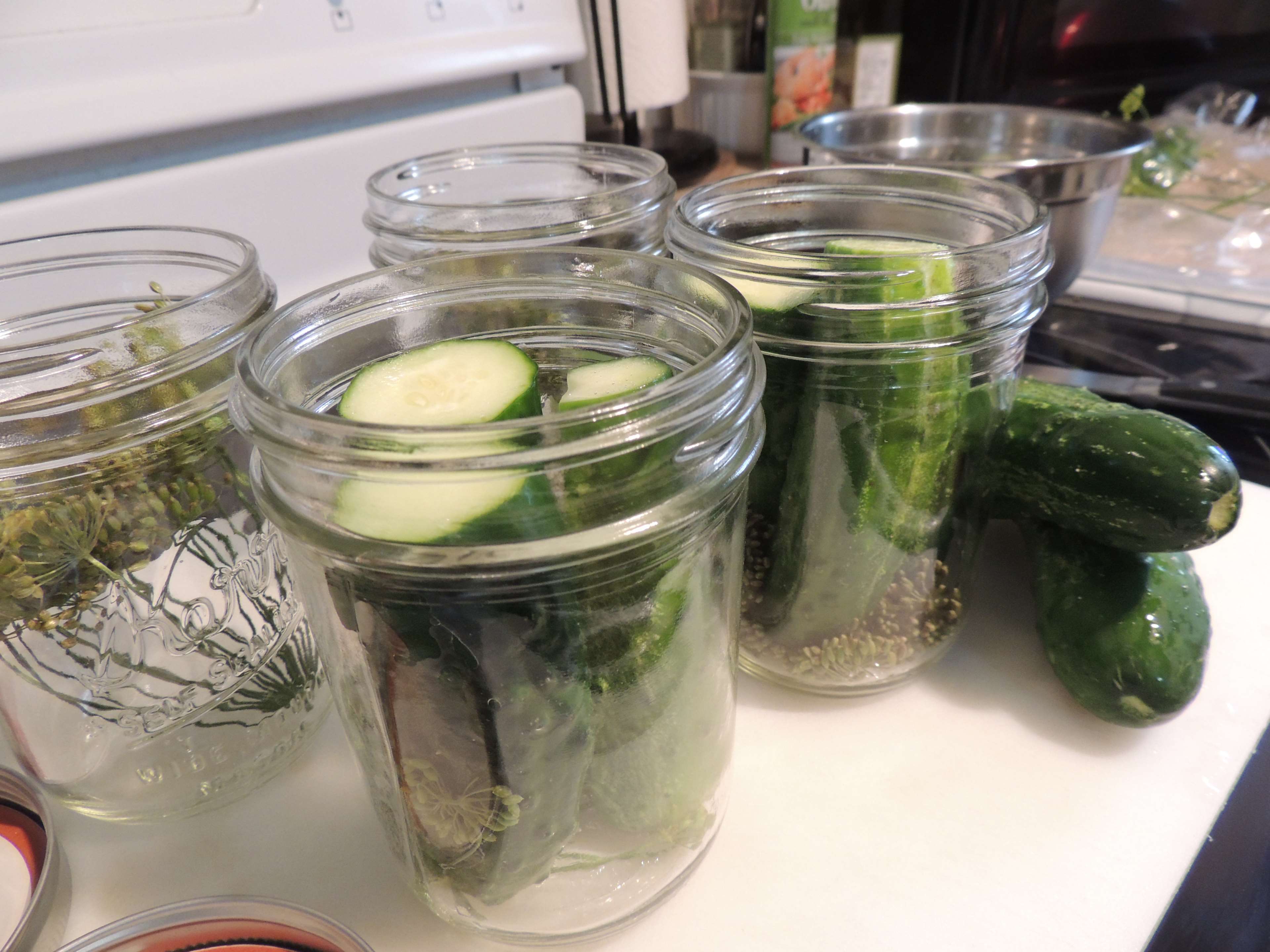 canning jars, cucumbers, dill, dill pickles, homemade pickles