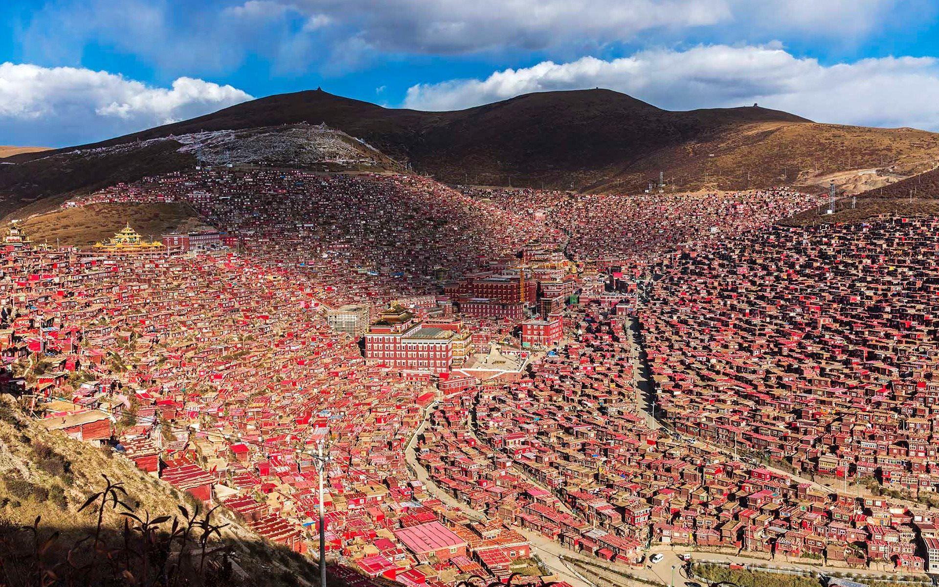 Download wallpaper Sichuan, monastery, panorama, Seda, Tibet, China