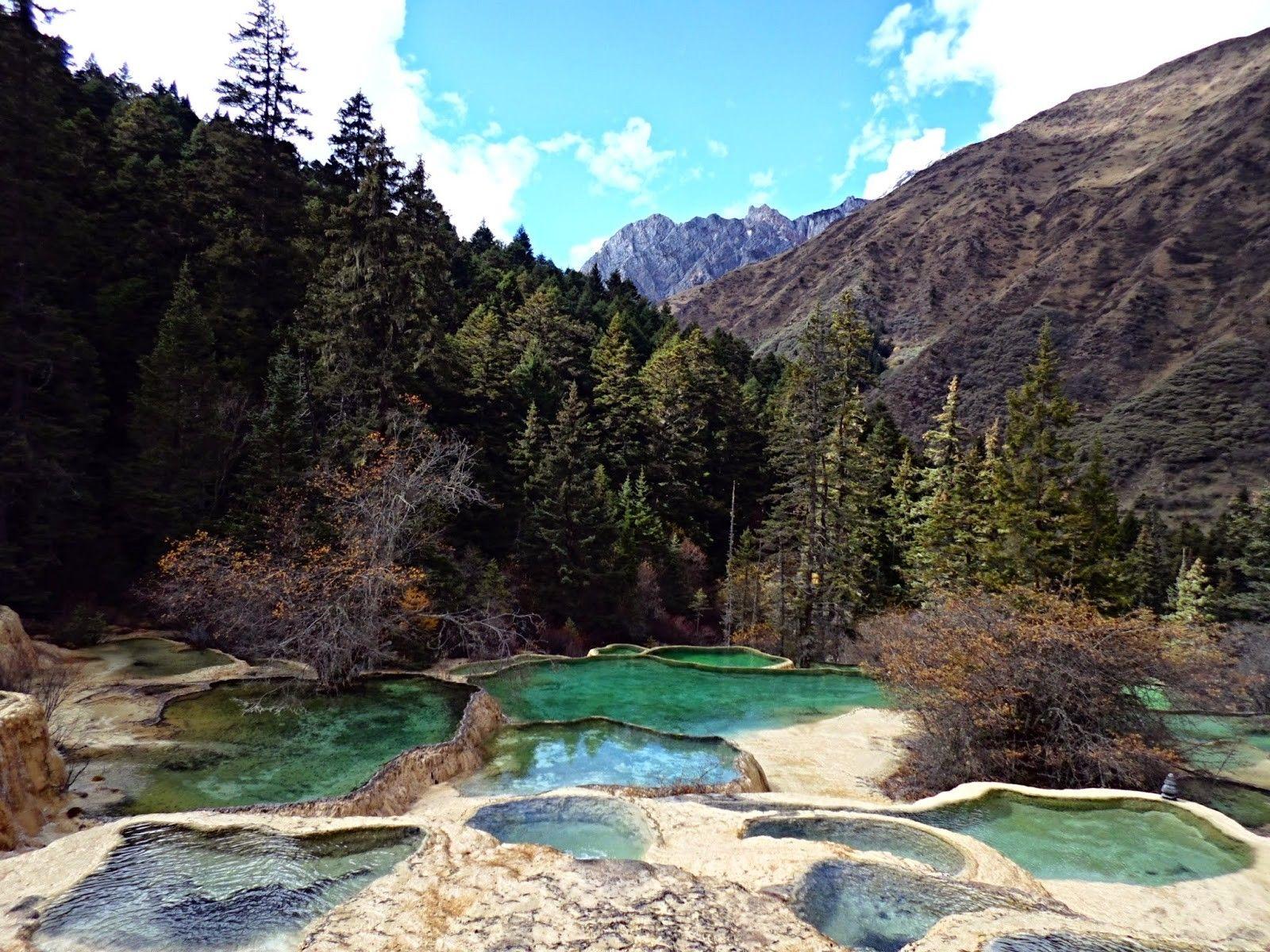 Forest Huanglong Mountain Sichuan China Pools Poolse River Photo