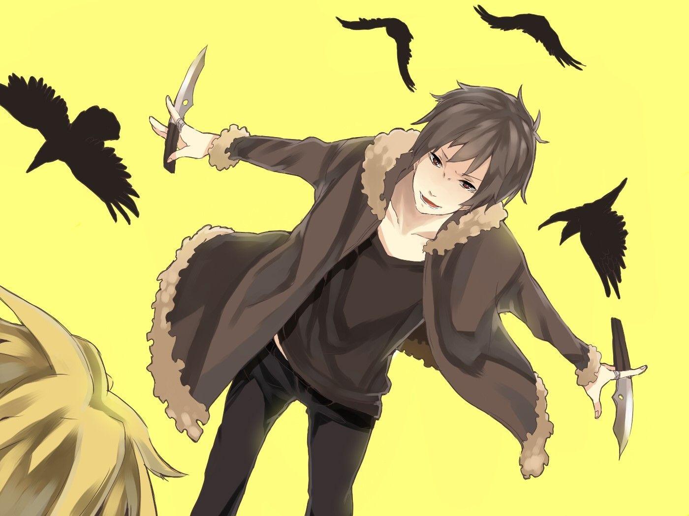 Durarara, Orihara izaya, Heiwajima shizuo, Man, Bird, Knife