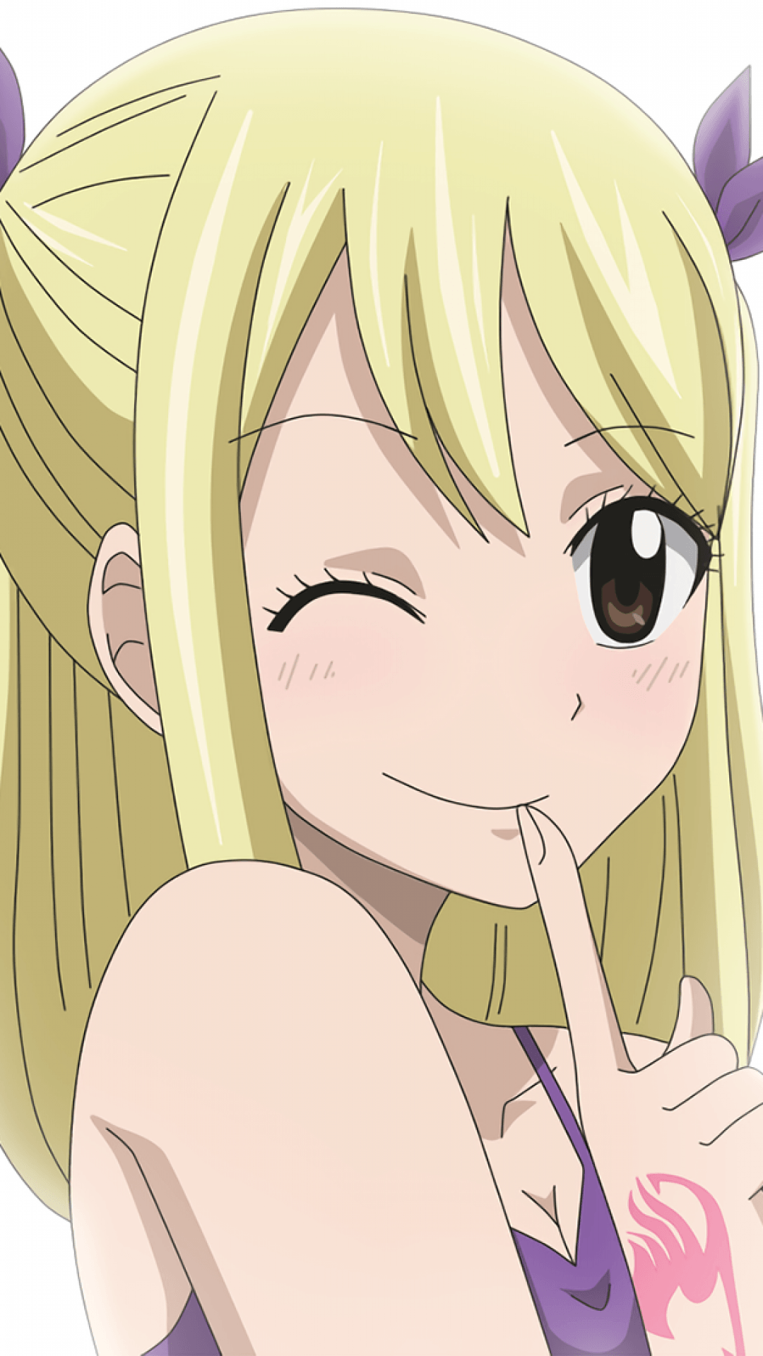 Download 1080x1920 Fairy Tail, Lucy, Shh!!, Kid Version Wallpaper