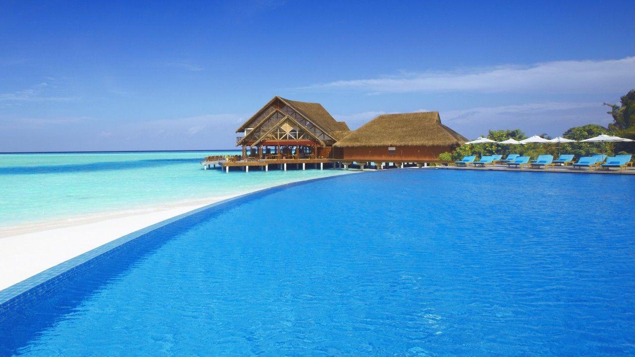 Wallpaper Beach resorts, Maldives, 4K, World