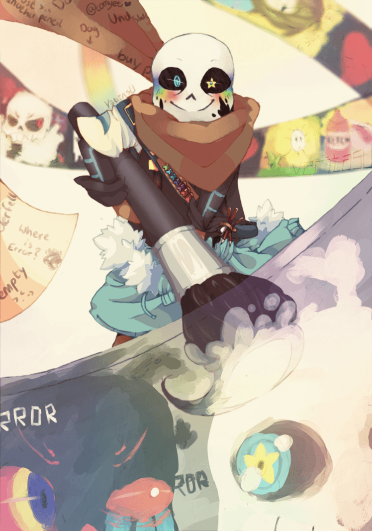 Ink Sans Wallpapers Wallpaper Cave He wears a light blue jacket tied around his waist and wears green, orange and purple shoes with green, blue and purple fingerless gloves. ink sans wallpapers wallpaper cave