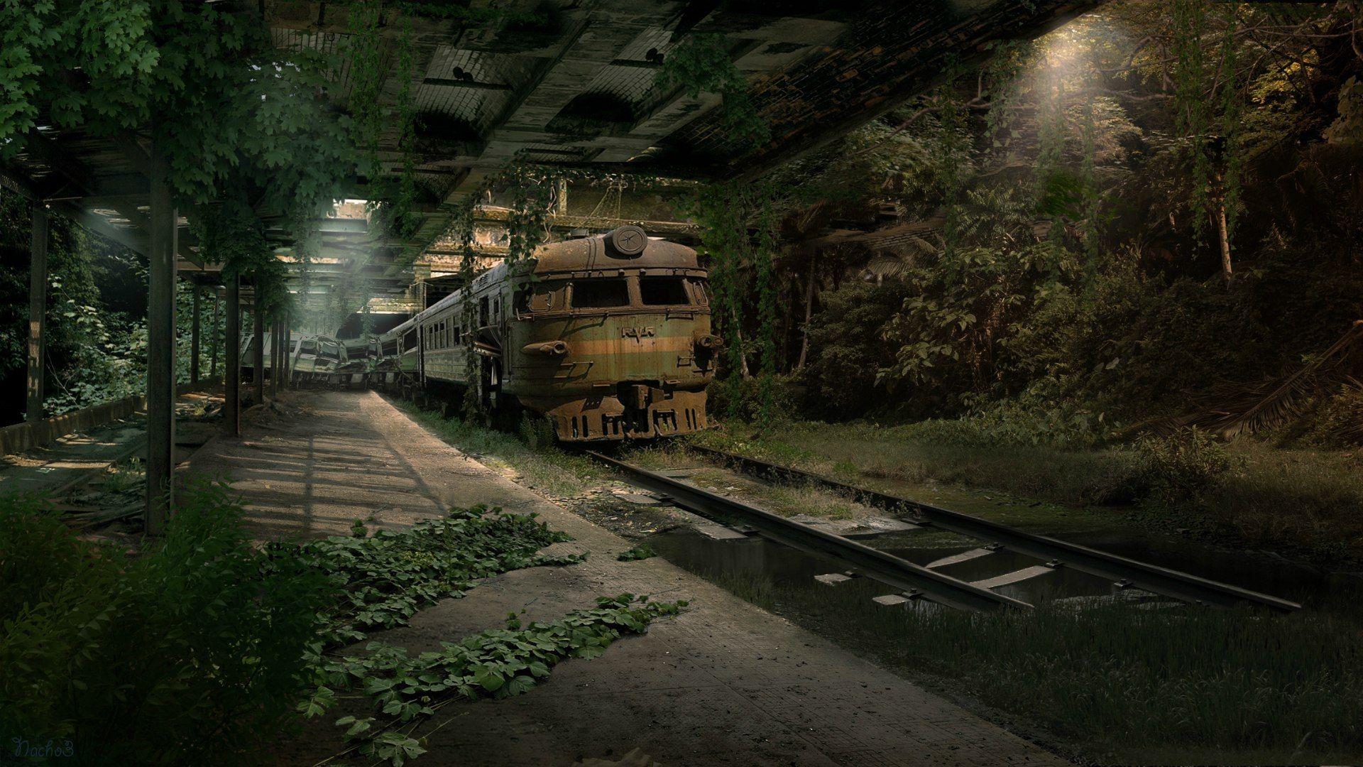 Abandoned railway station wallpaper and image
