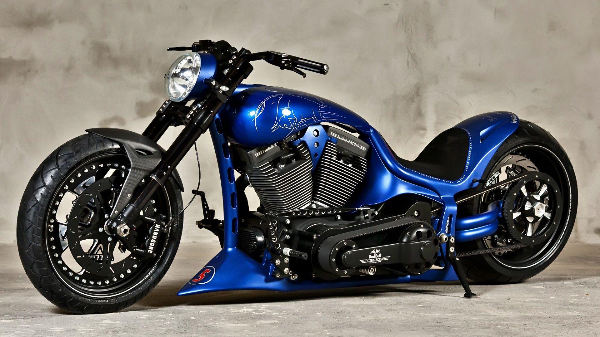 Dragstyle Blue Chopper Bike Wallpaper