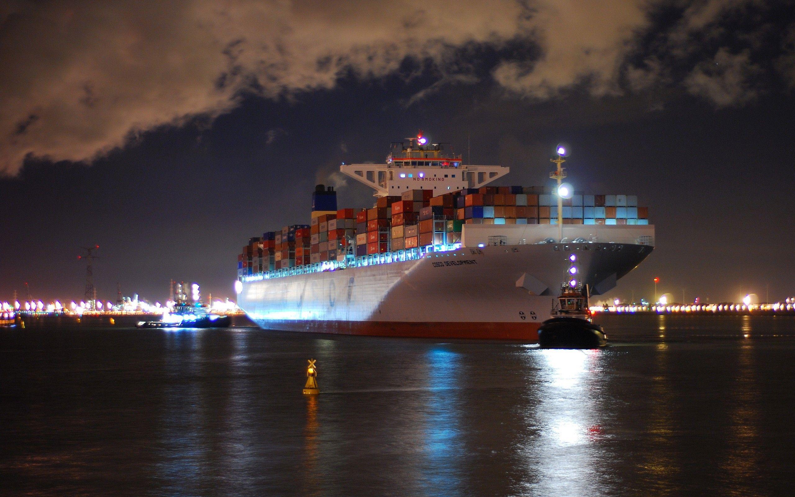 Cosco Container ship in the port wallpaper and image