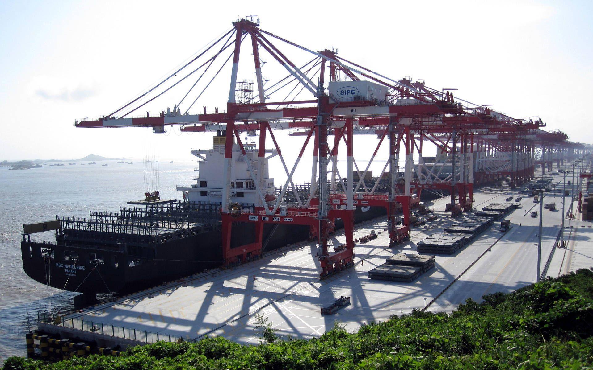 Yangshan container port Shanghai China