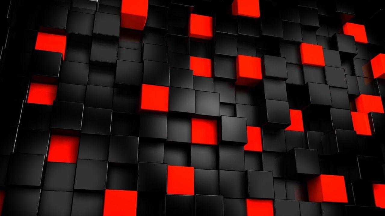 Abstract Red And Black Wallpaper 3D, Cubes, Black, Red, Abstract