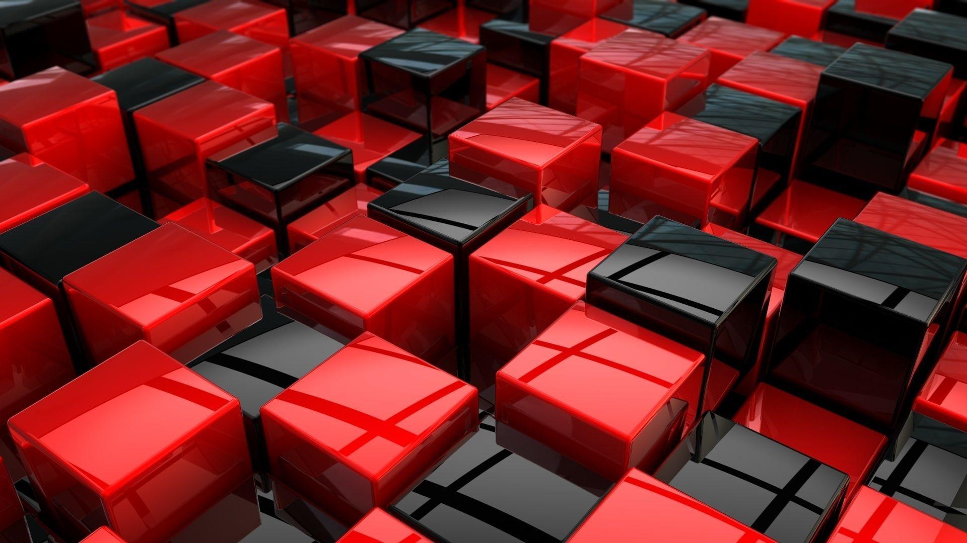 3D Red And Black Cubes Wallpaper. HD 3D and Abstract
