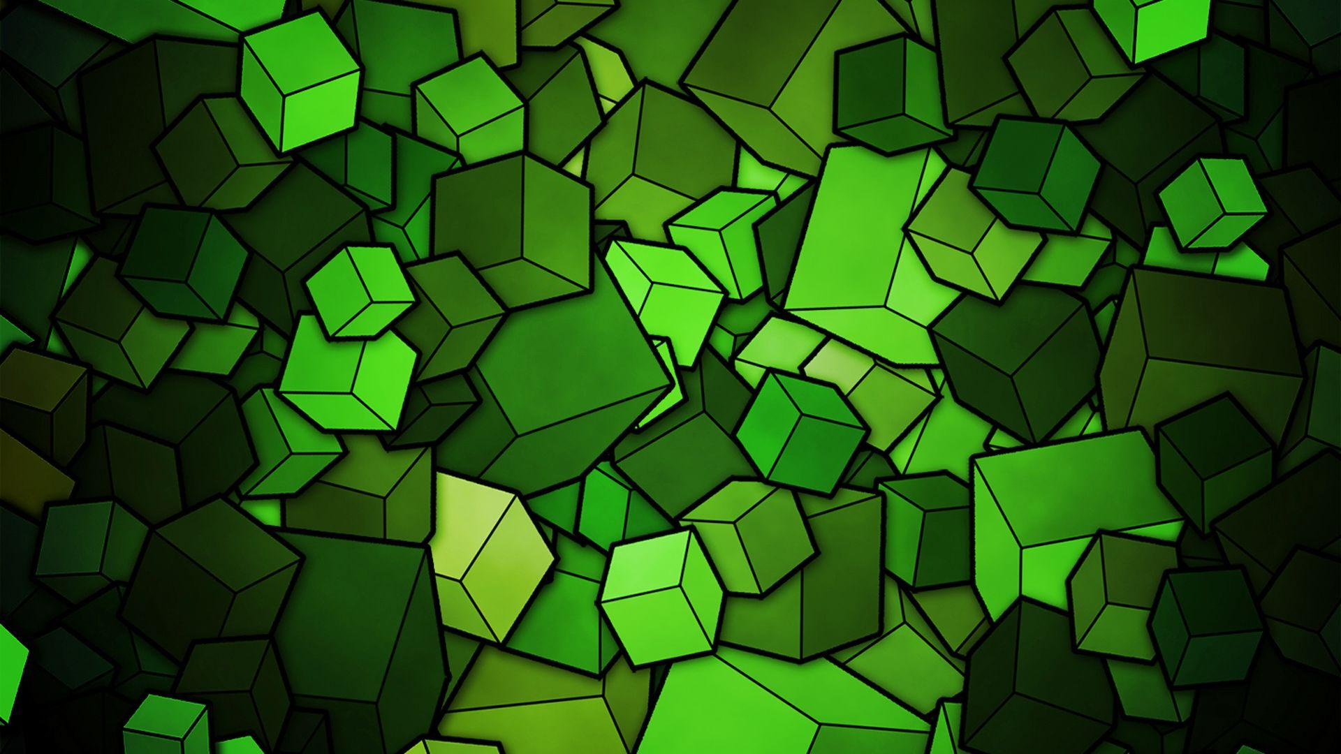 3D Green Cubes HD Wallpaperx1080