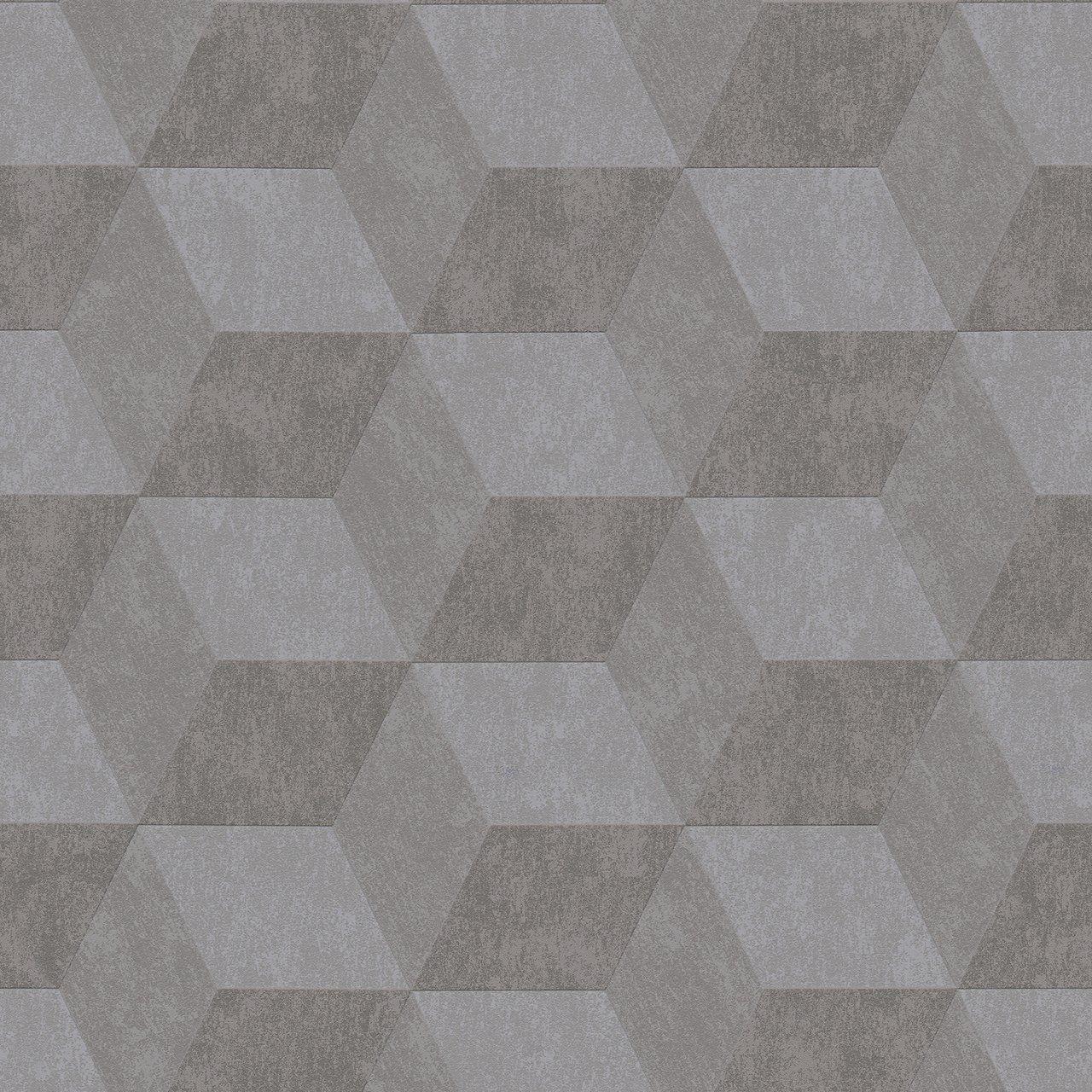 Metropolis Grey 3D Cubes Wallpaper