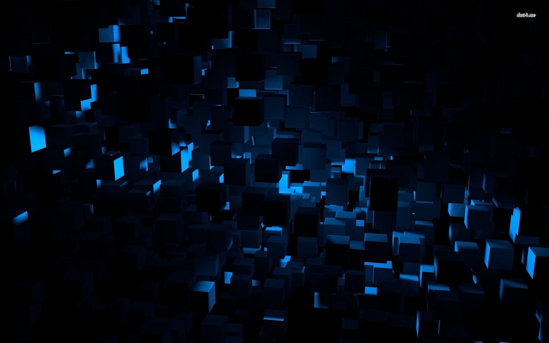 3D Cube Blue, Translucent Wallpaper