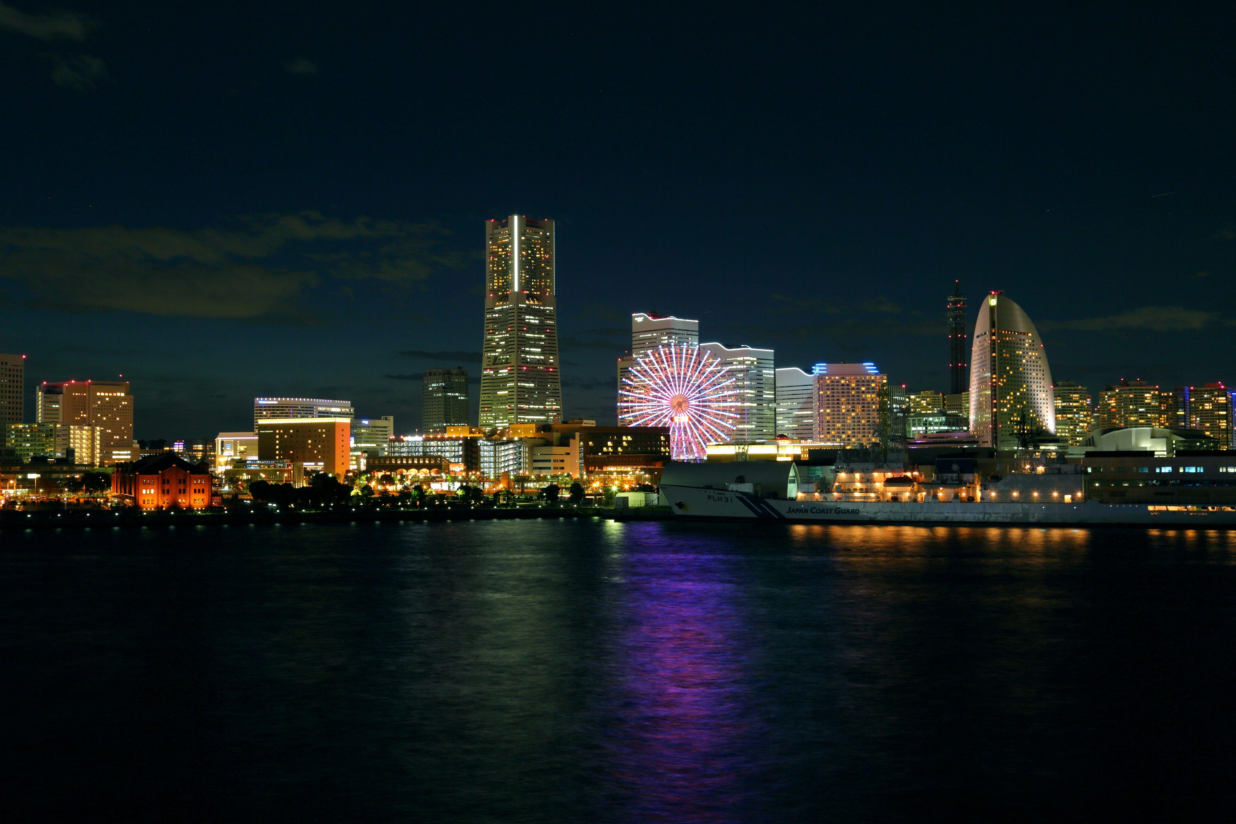 Wallpaper Japan Yokohama Night Coast Cities Building 4168x2779