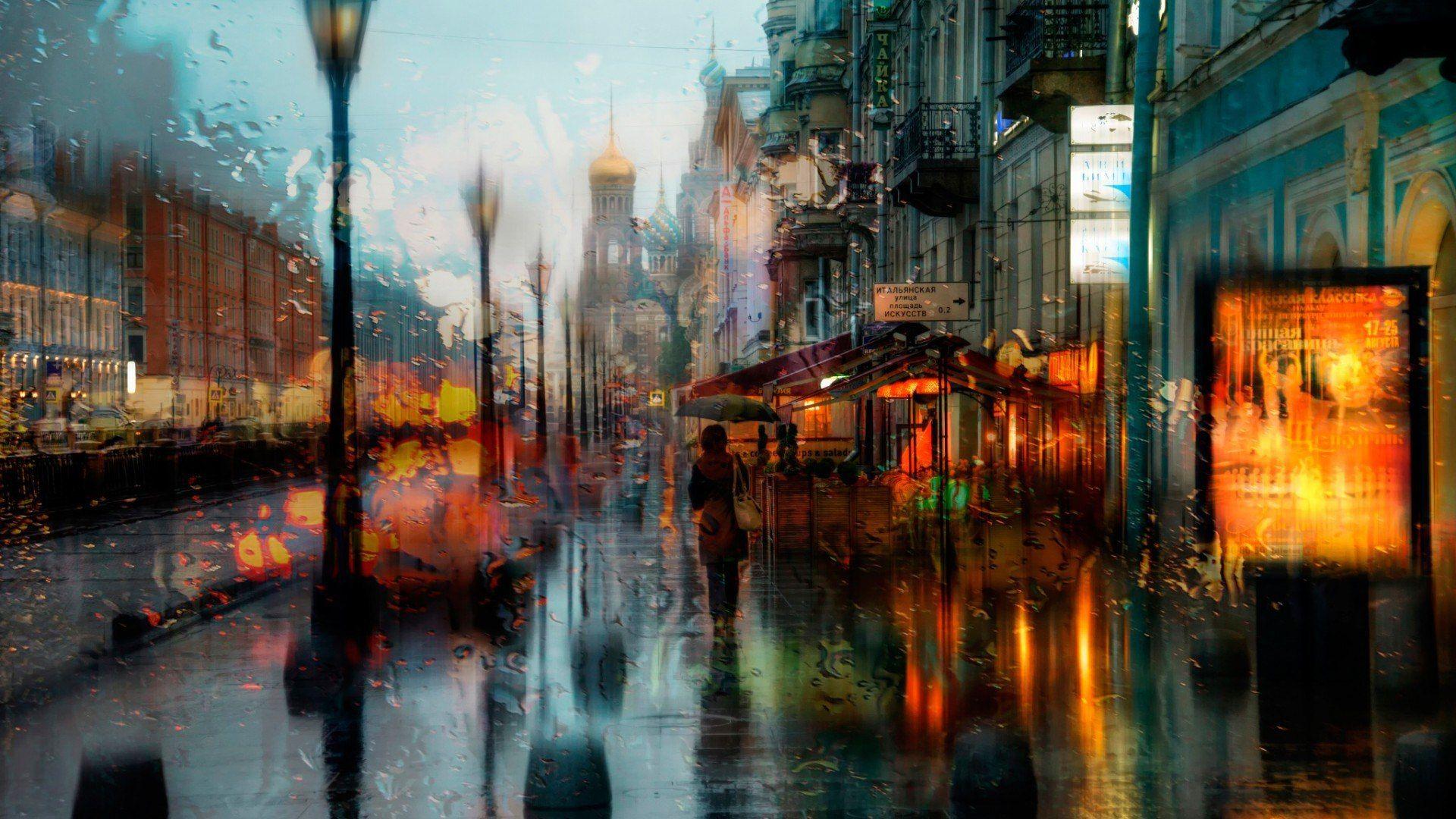Rain in St. Petersburg Desktop wallpaper 1920x1080
