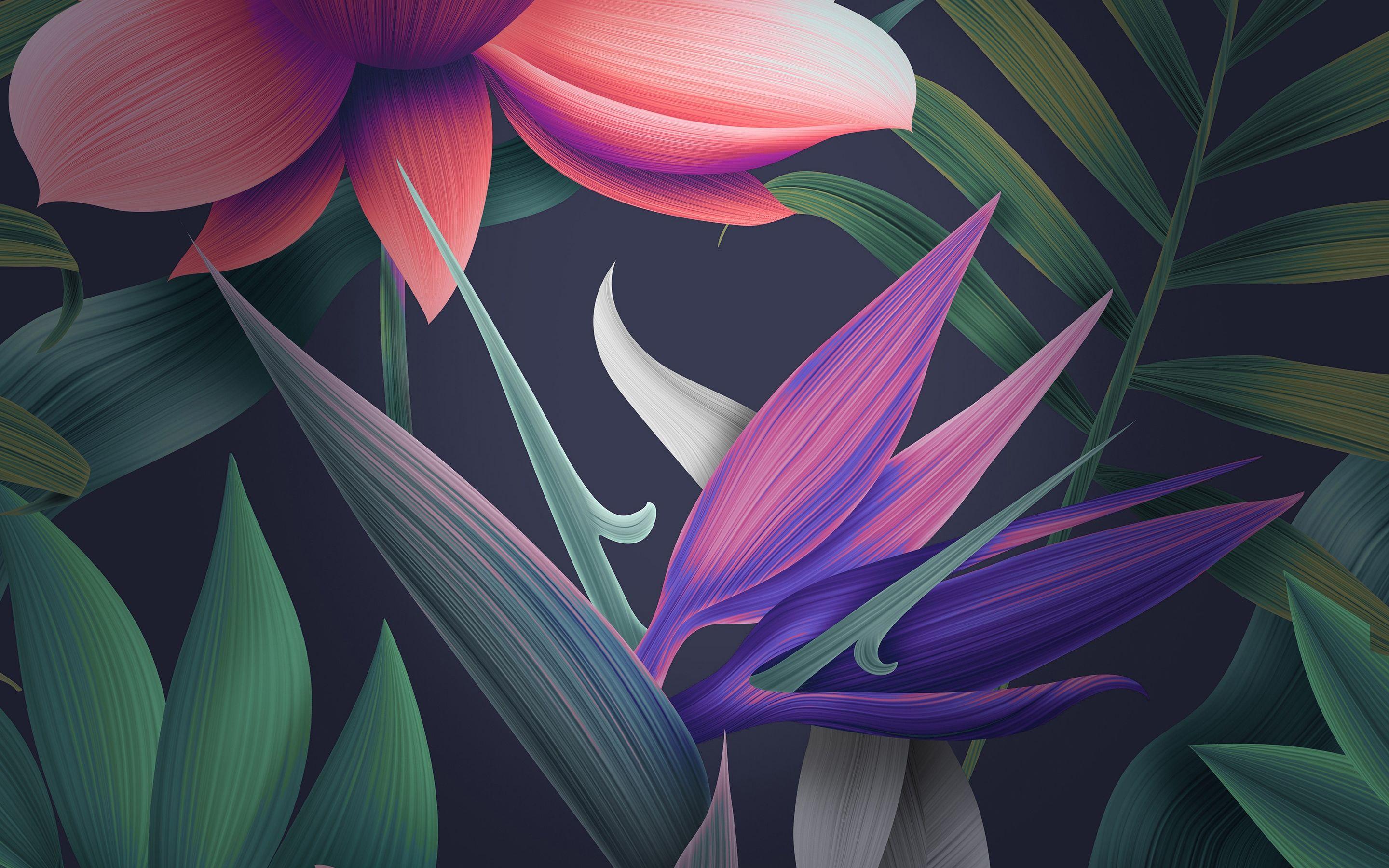 Wallpaper Huawei Mate 10 Stock, Colorful Flowers, Digital Art