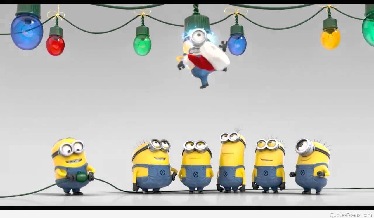 Despicable Me Christmas Minions Red Background 