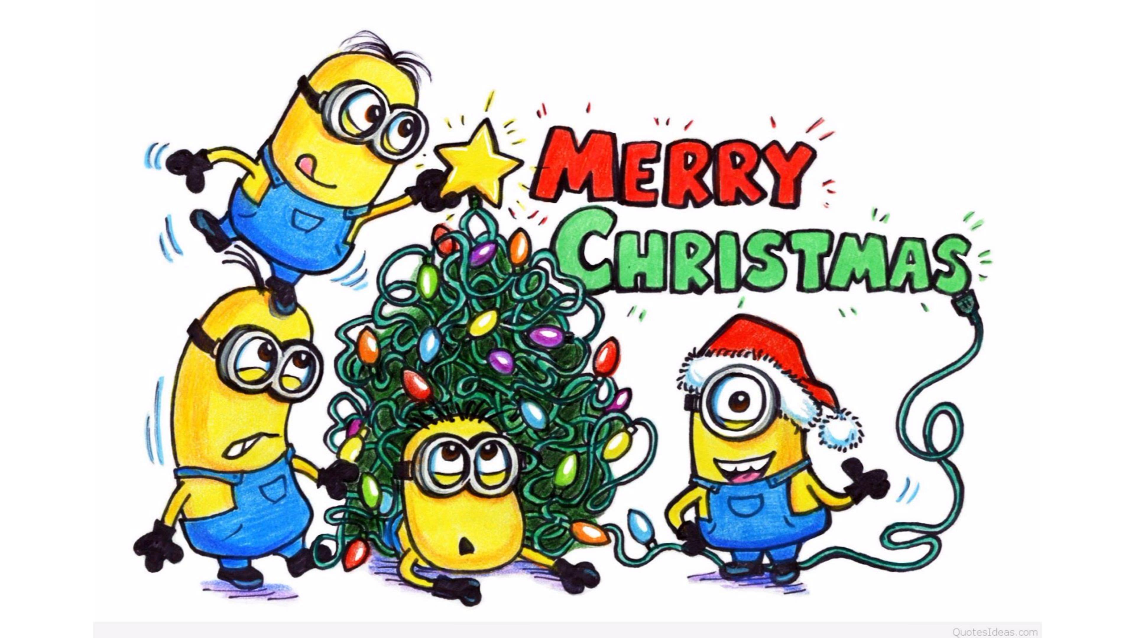 Merry Christmas Wishes Cute Minions HD Wallpaper and New Greetings